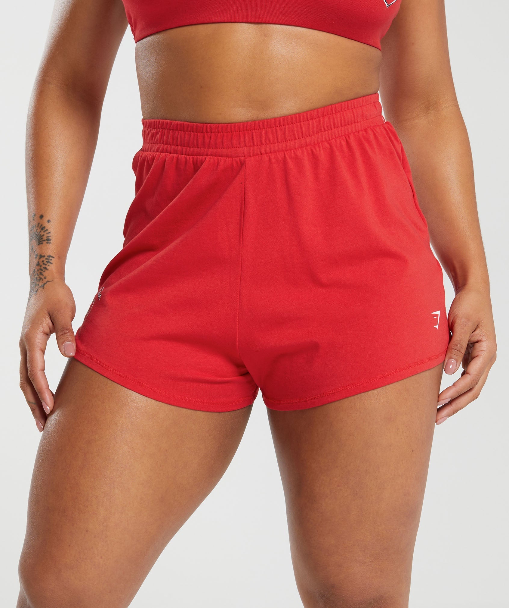 Cotton Graphic Shorts in Jamz Red