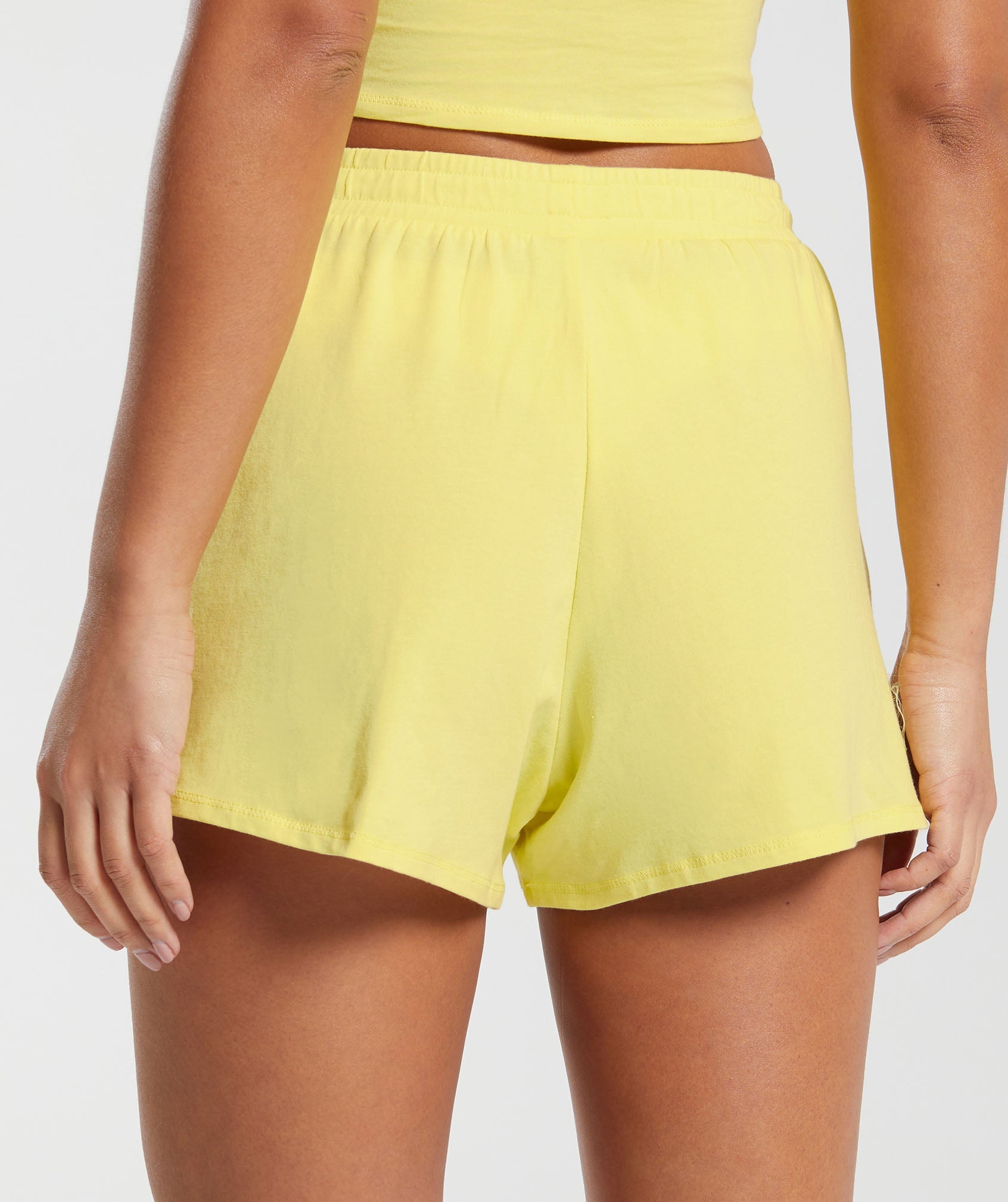 Cotton Graphic Shorts in Lemon Yellow - view 2