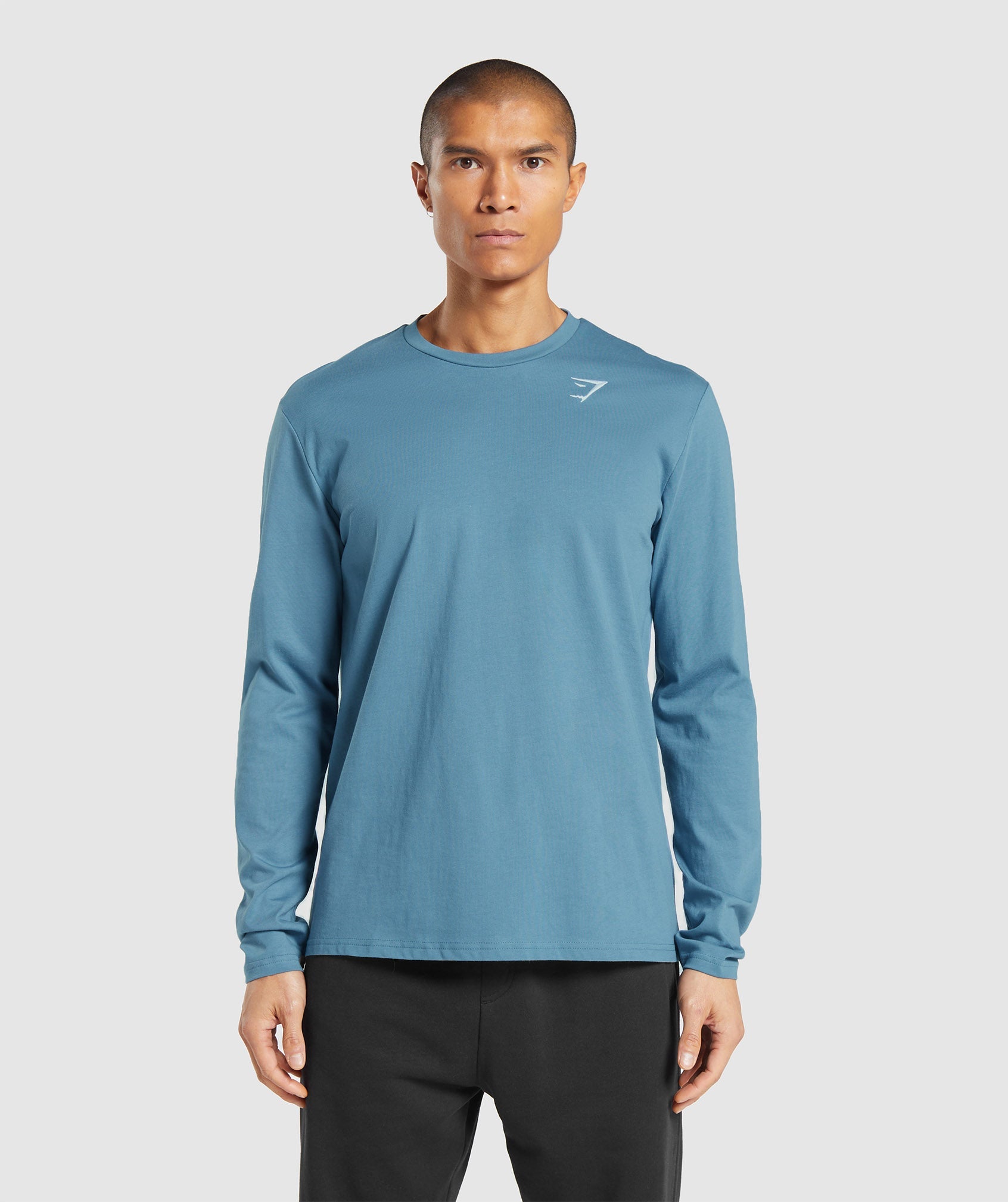 Crest Long Sleeve T-Shirt in Faded Blue - view 1