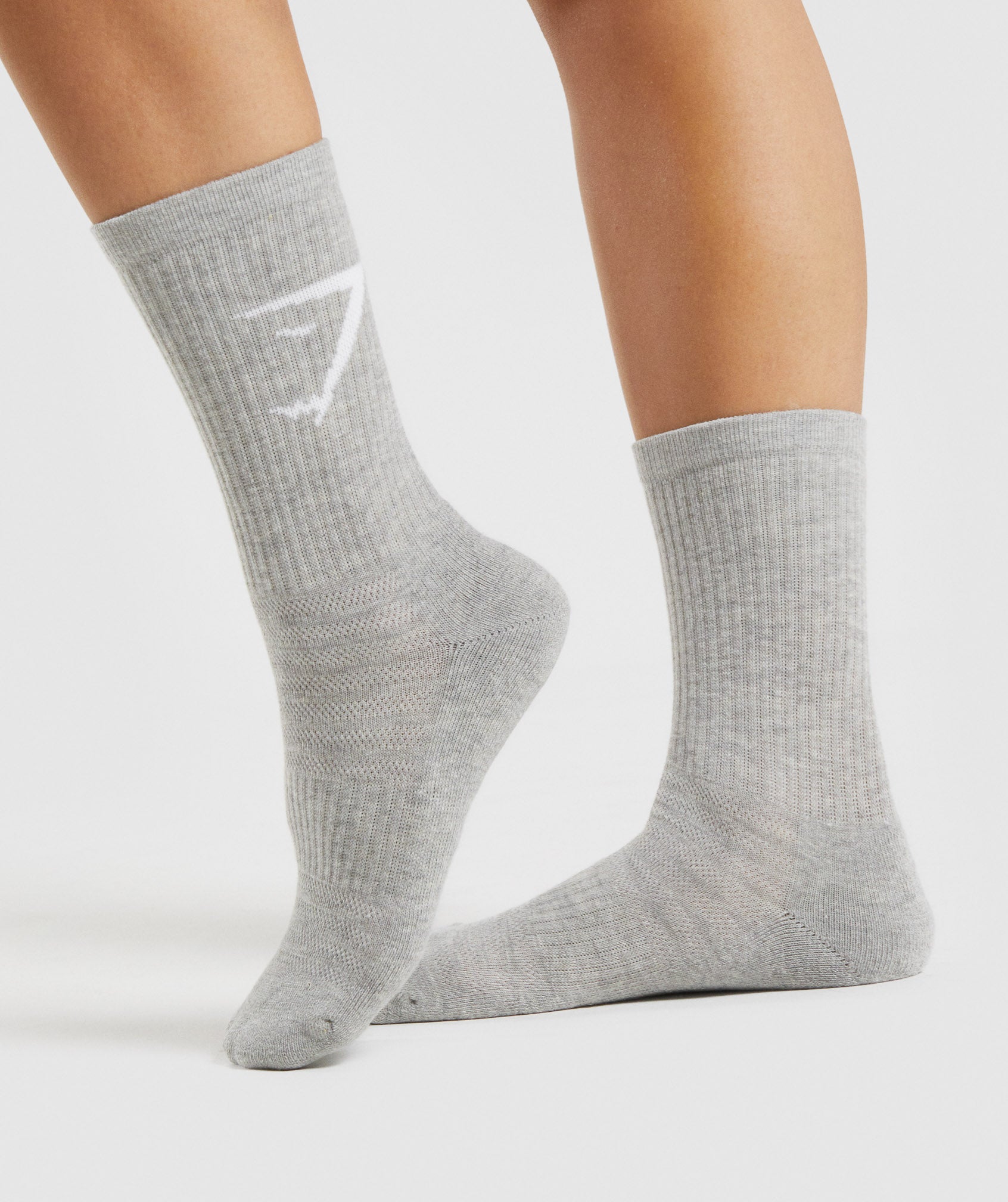 Crew Socks 3pk in White/Light Grey Marl/Black - view 3