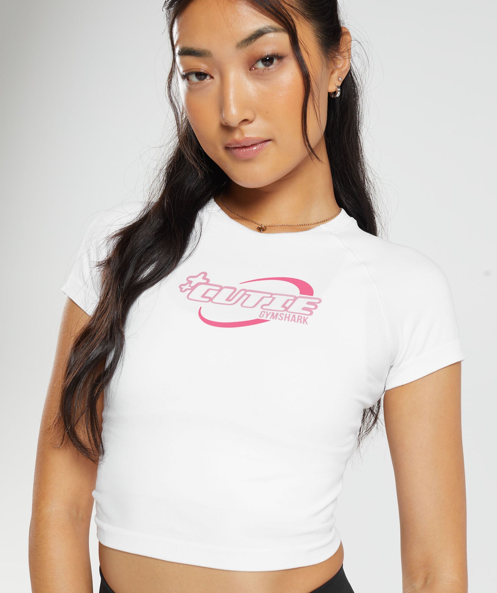 Cutie Graphic Seamless Tee in White - view 5