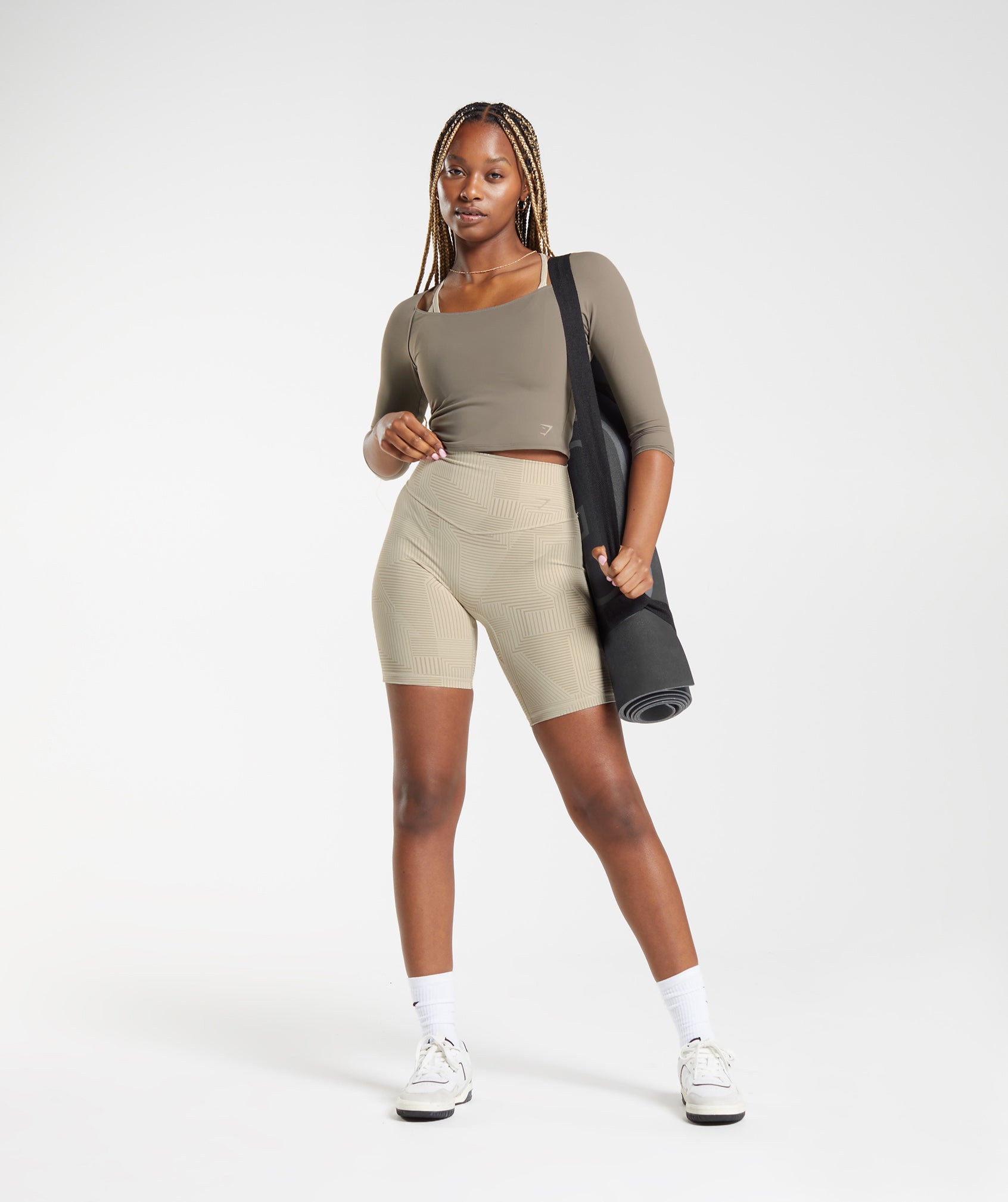 Elevate 3/4 Sleeve Crop Top in Brushed Brown - view 4