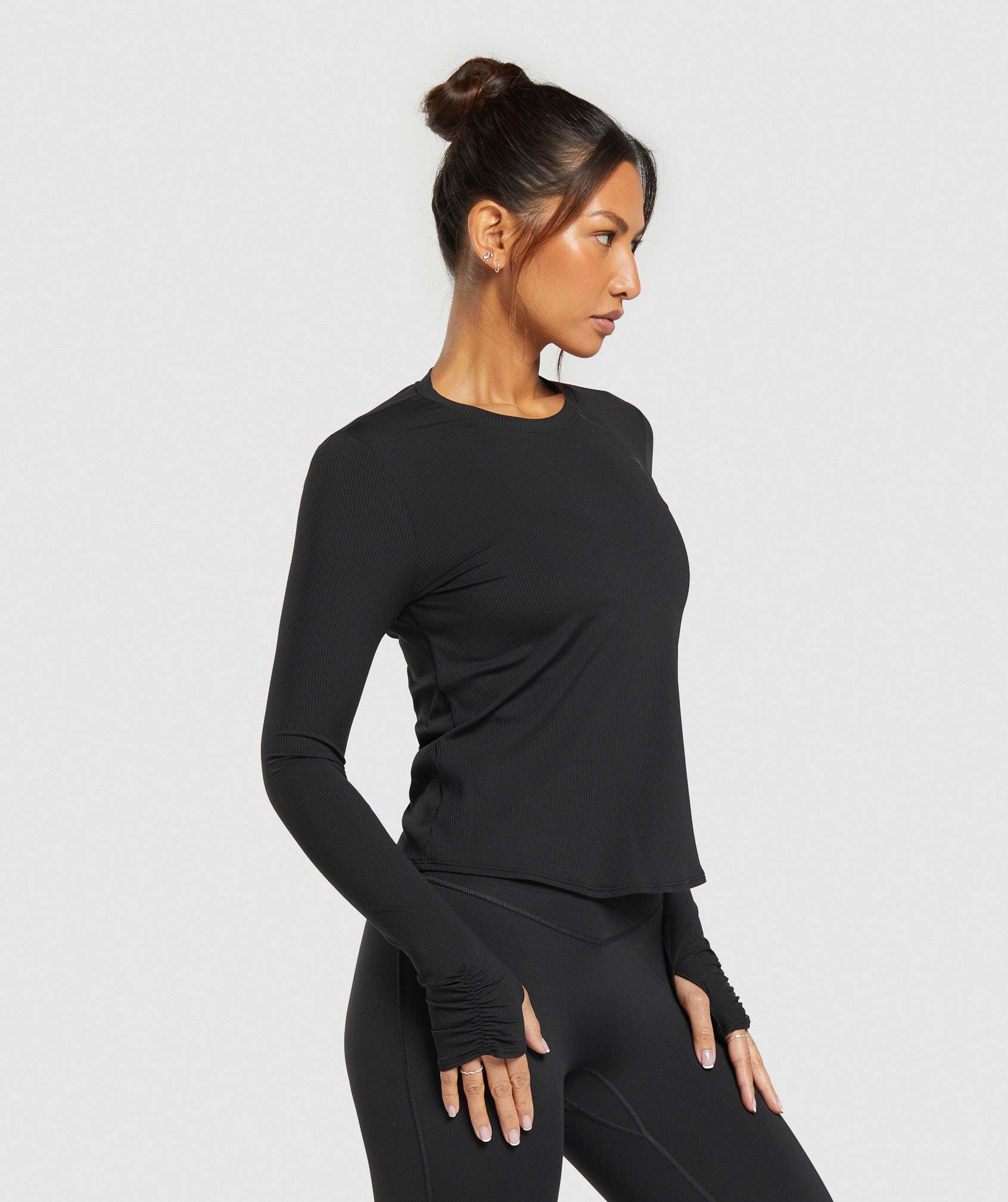 Elevate Long Sleeve Ruched Top in Black - view 3