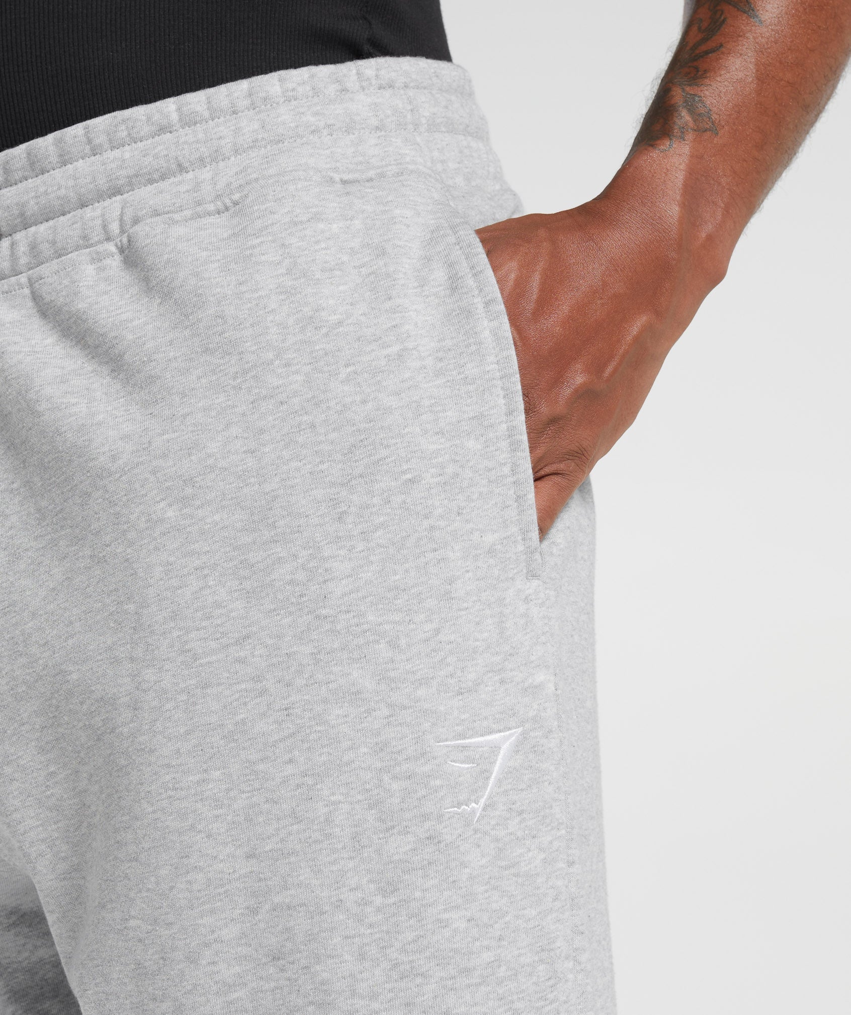 Crest Straight Leg Joggers in Light Grey Marl - view 5