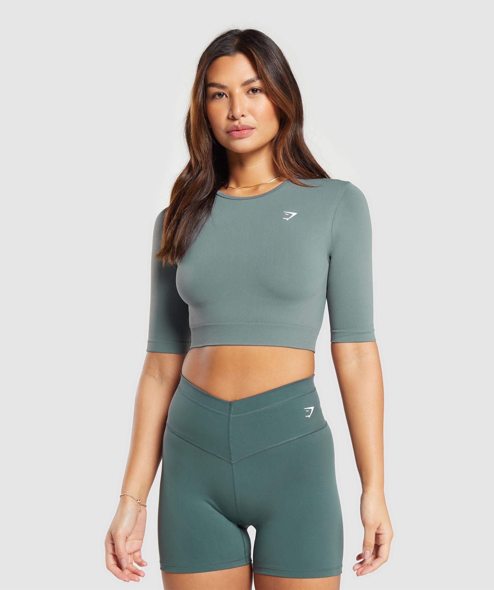 Everyday Seamless Crop Top in Cargo Teal - view 1