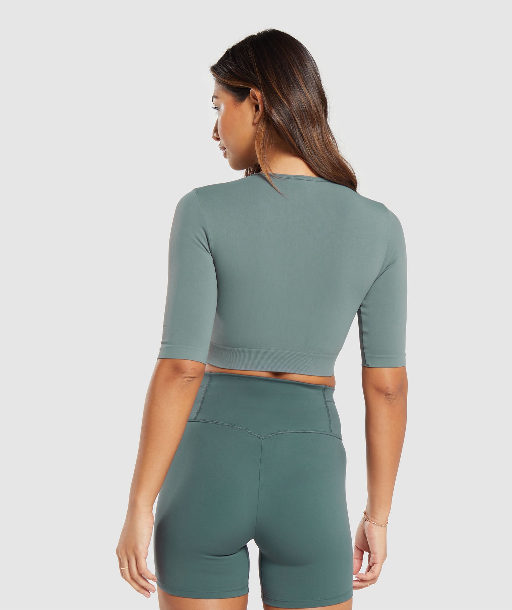 Everyday Seamless Crop Top in Cargo Teal - view 2