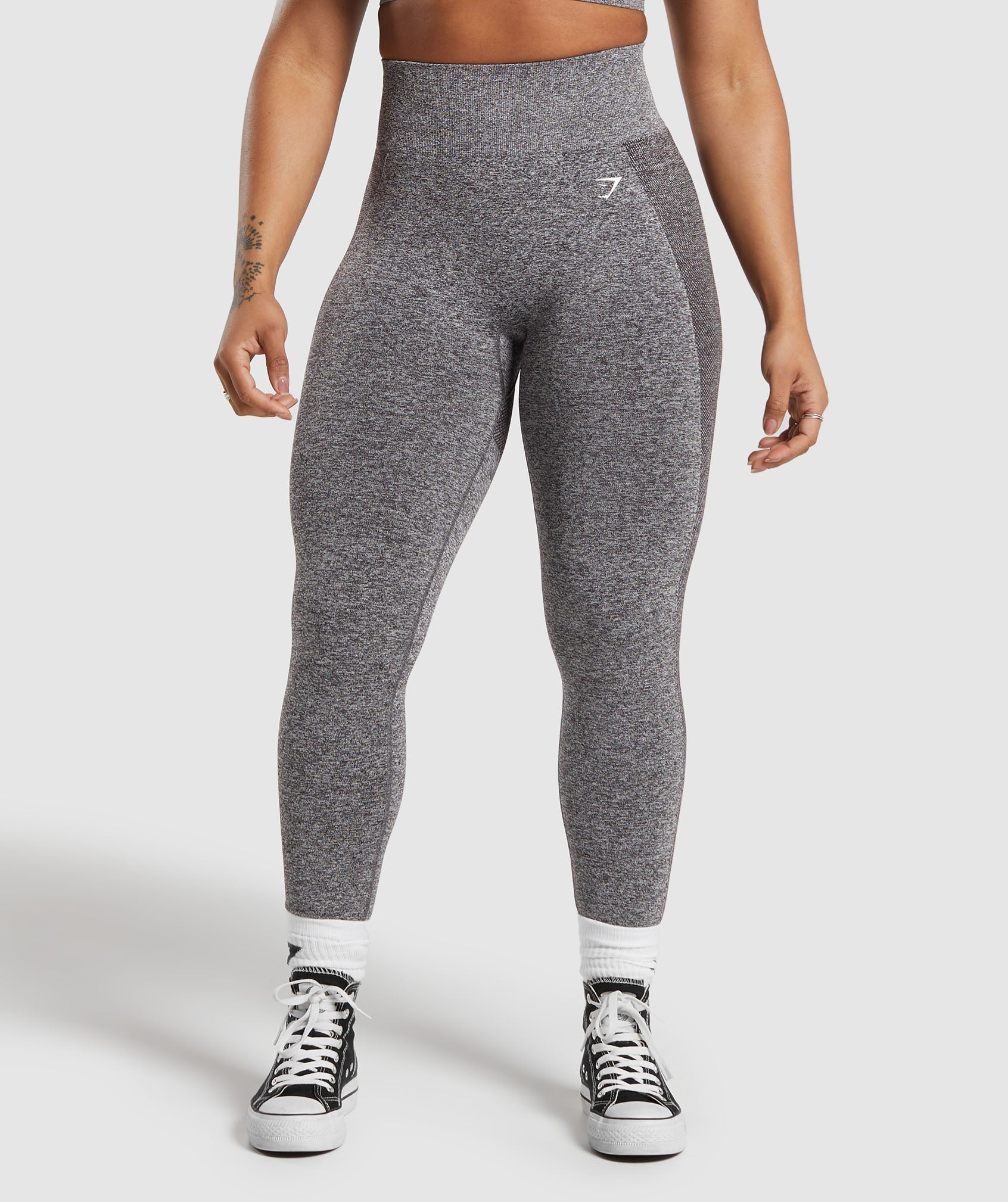 Flex High Waisted Leggings in Greyed Purple/White