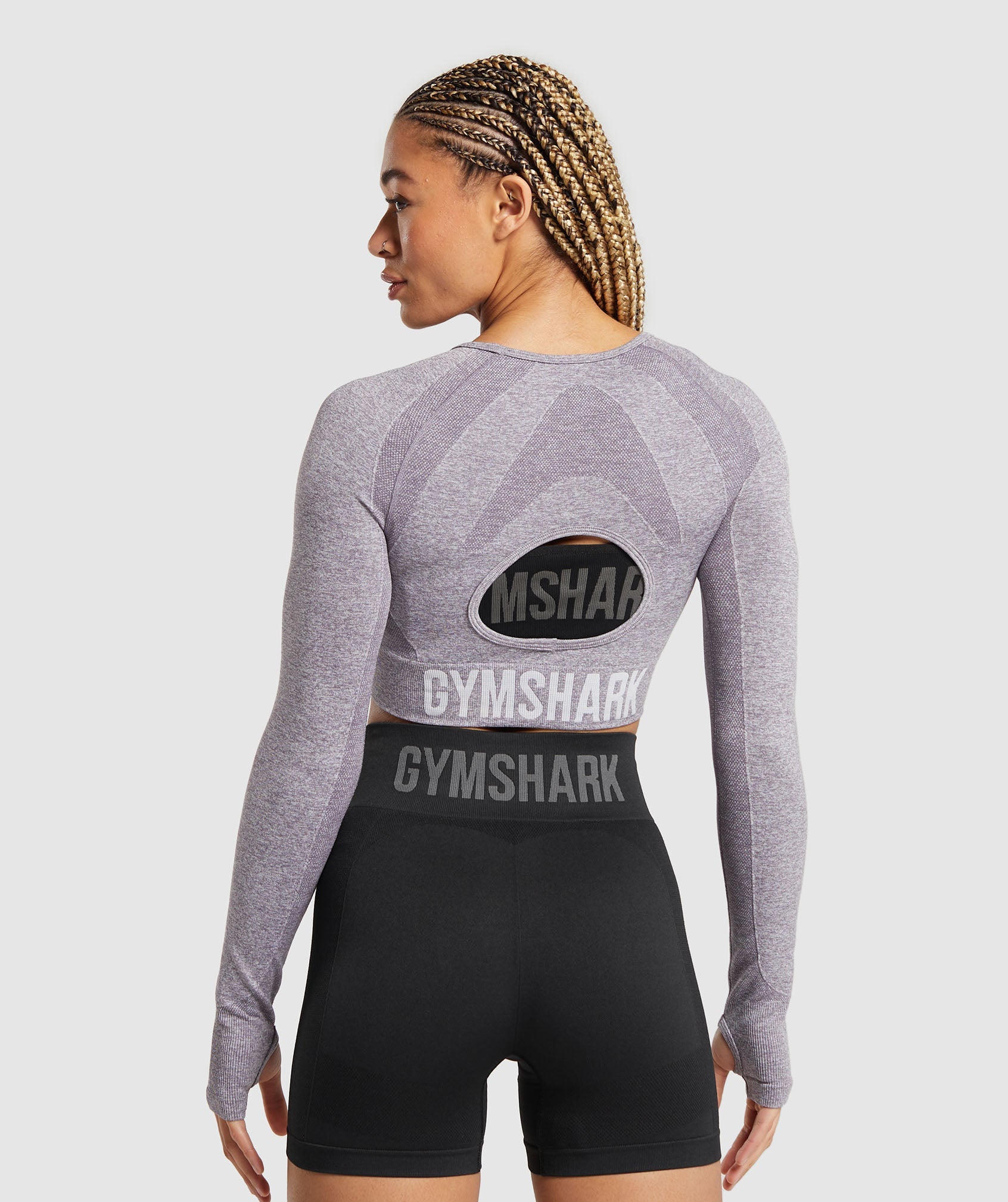 Flex Long Sleeve Crop in Fog Purple/White