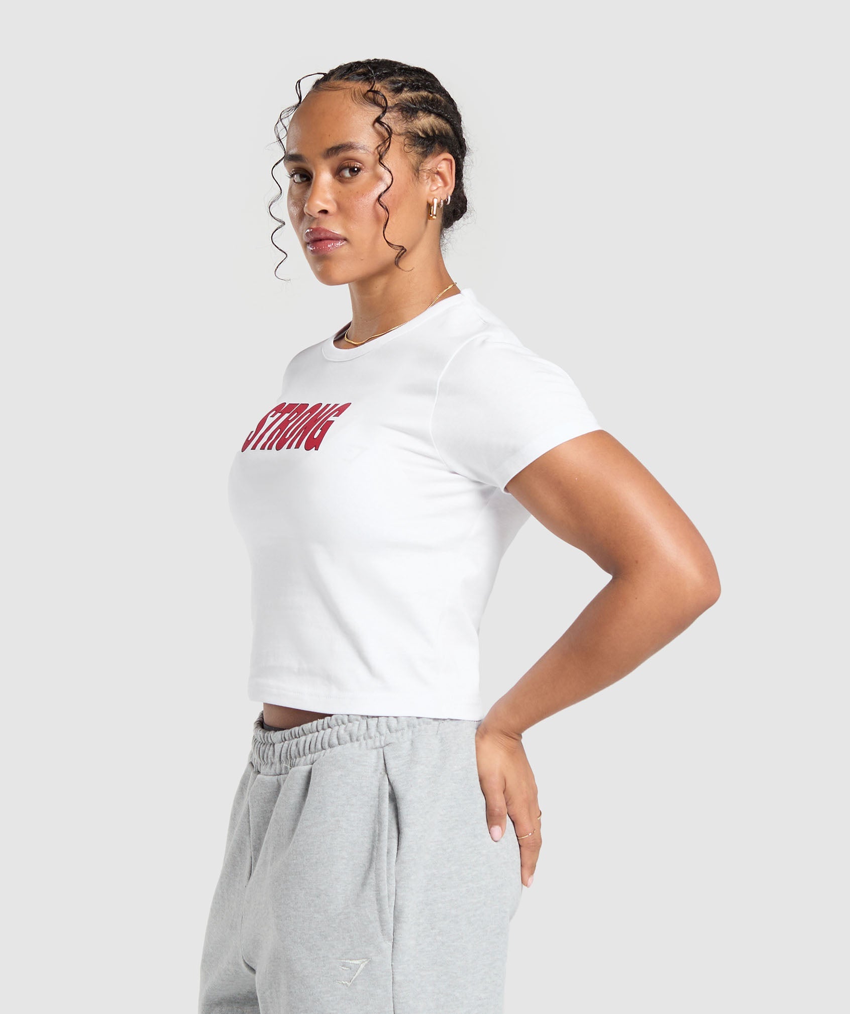 Strong Lifter Baby Tee in White - view 3