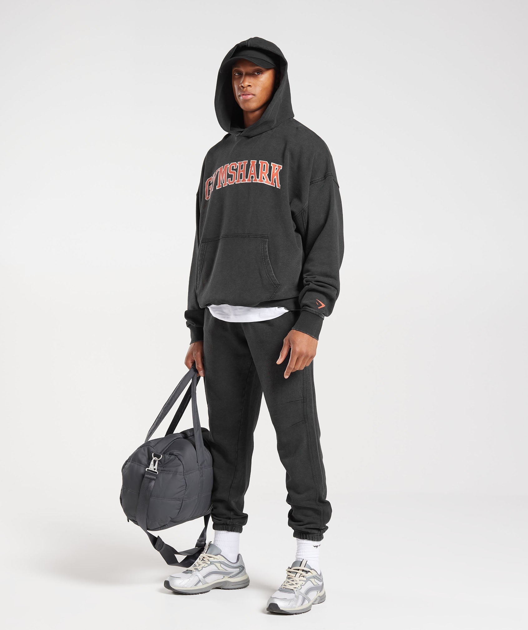 Collegiate Joggers in Black/Acid Wash