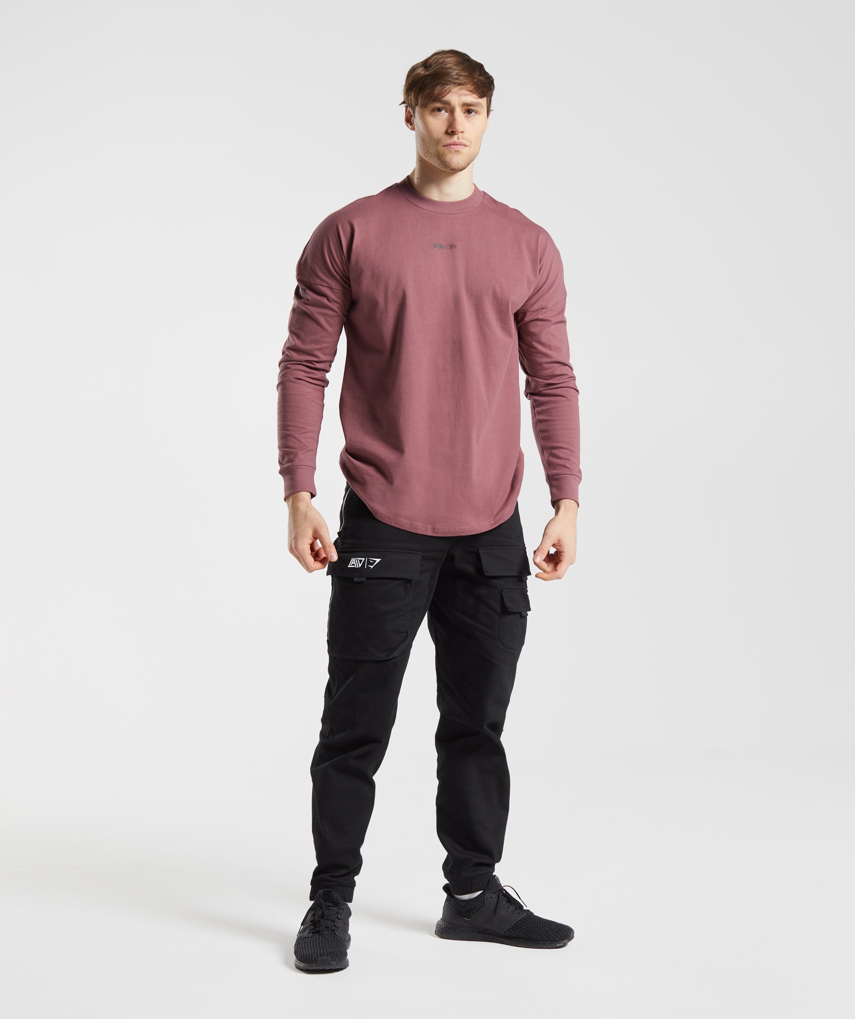 GS x David Laid Oversized Long Sleeve T-Shirt in Magenta Brown - view 4