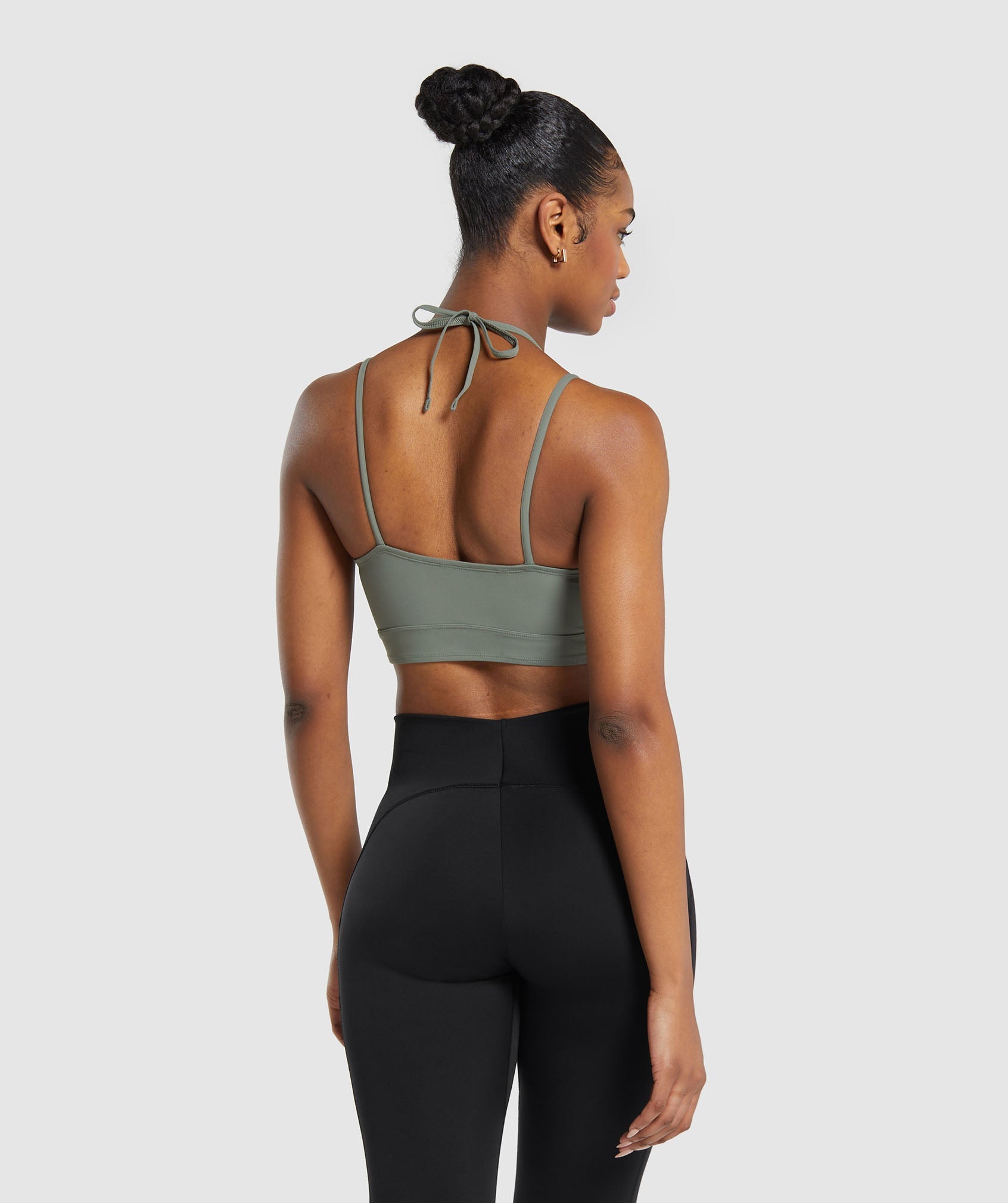 Halterneck Crop Cami Tank in Unit Green - view 1