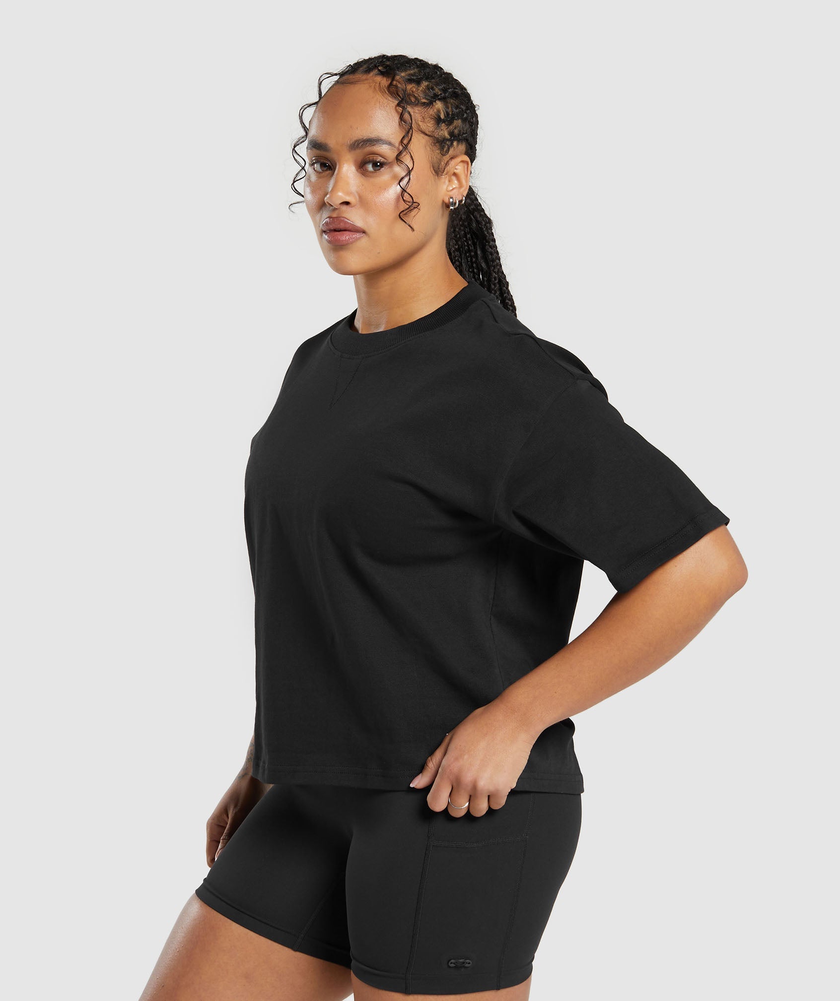 Heavyweight Cotton T-Shirt in Black - view 3