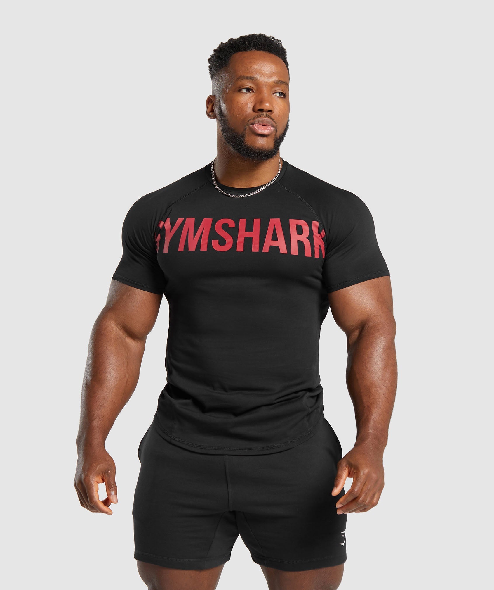 Impact Muscle T-Shirt in Black/Vivid Red