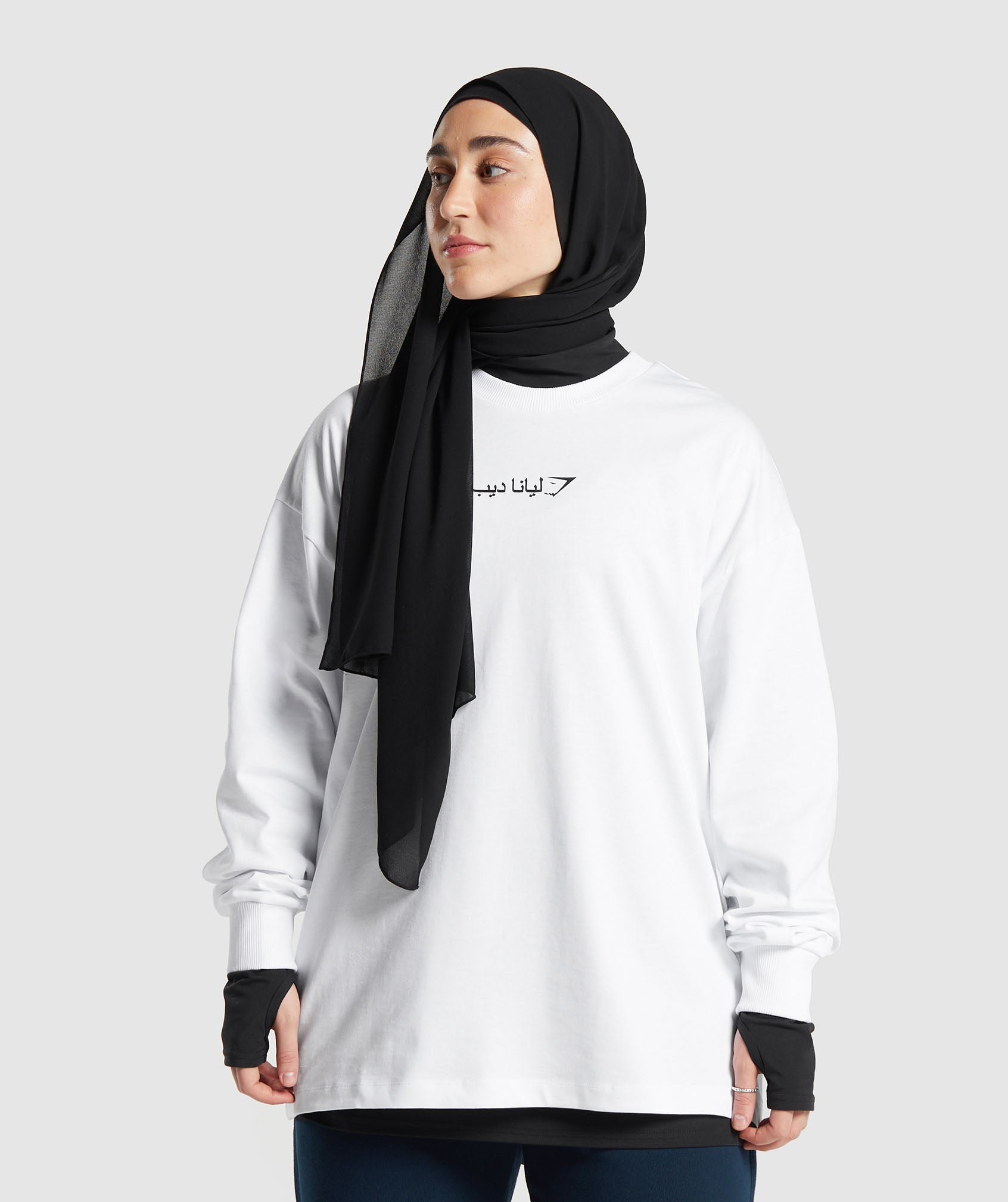 GS X Leana Deeb Oversized Long Sleeve Top in White is niet op voorraad