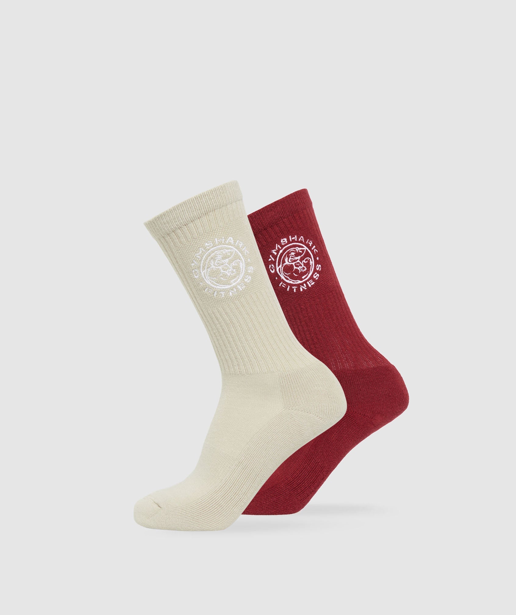 Legacy Crew Socks 2pk in Pebble Grey/Washed Red