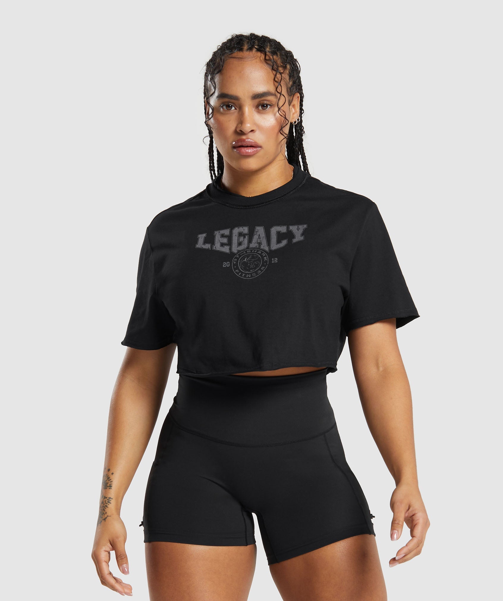 Legacy Graphic Crop Top in Black - view 1