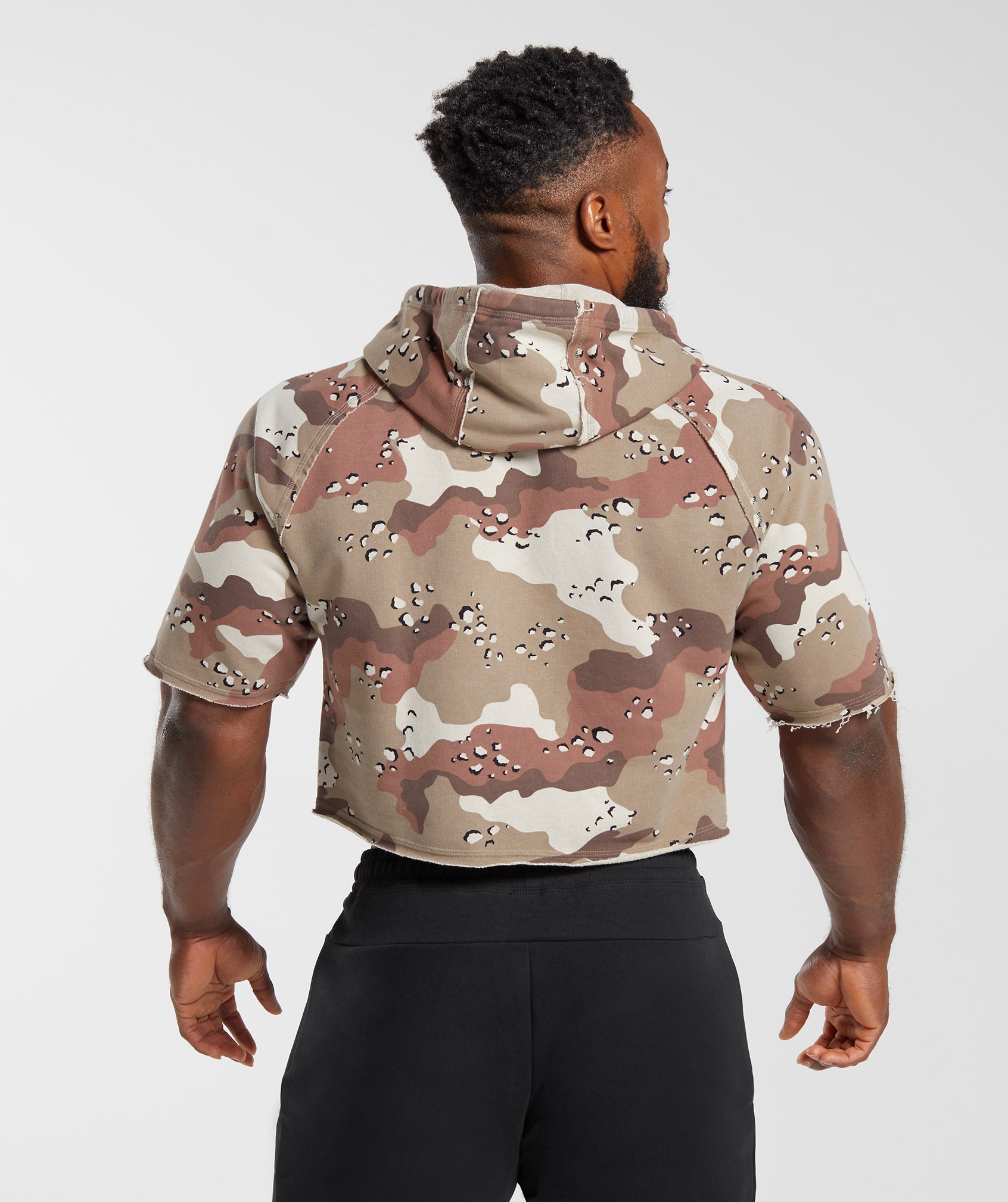 Legacy Short Sleeve Crop Hoodie in Cement Brown - view 2