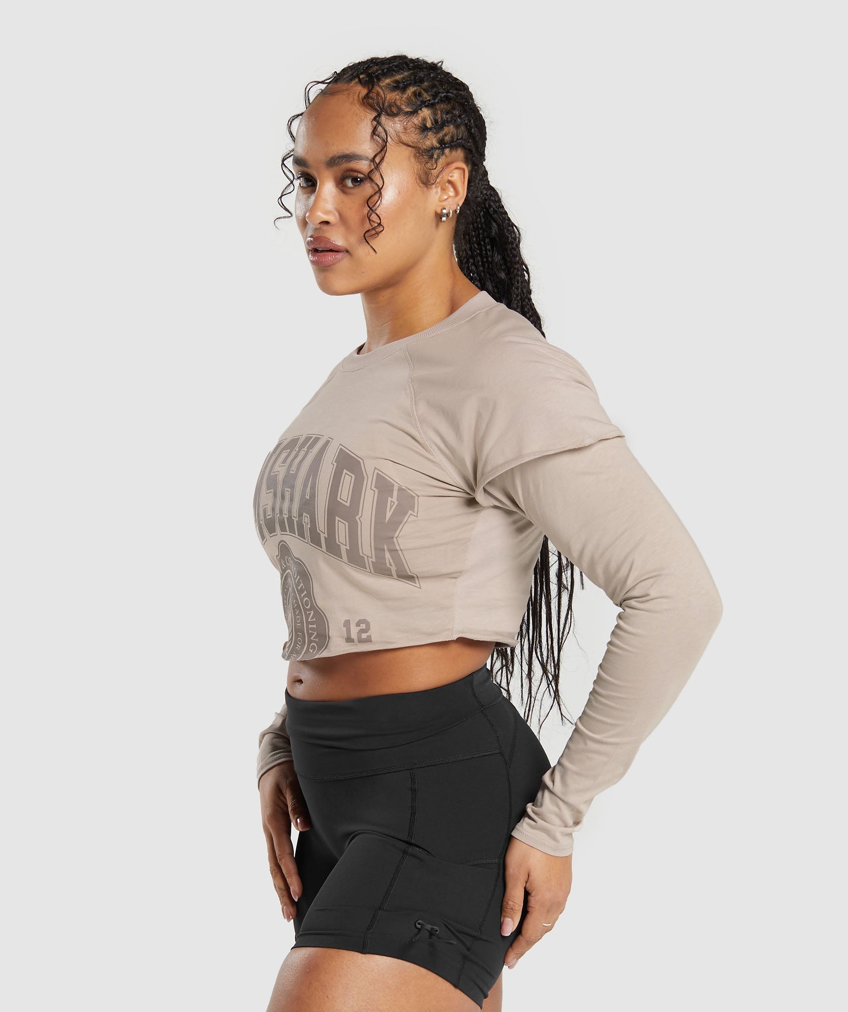Lifting 2 In 1 Long Sleeve Crop Top in Stone Pink - view 3