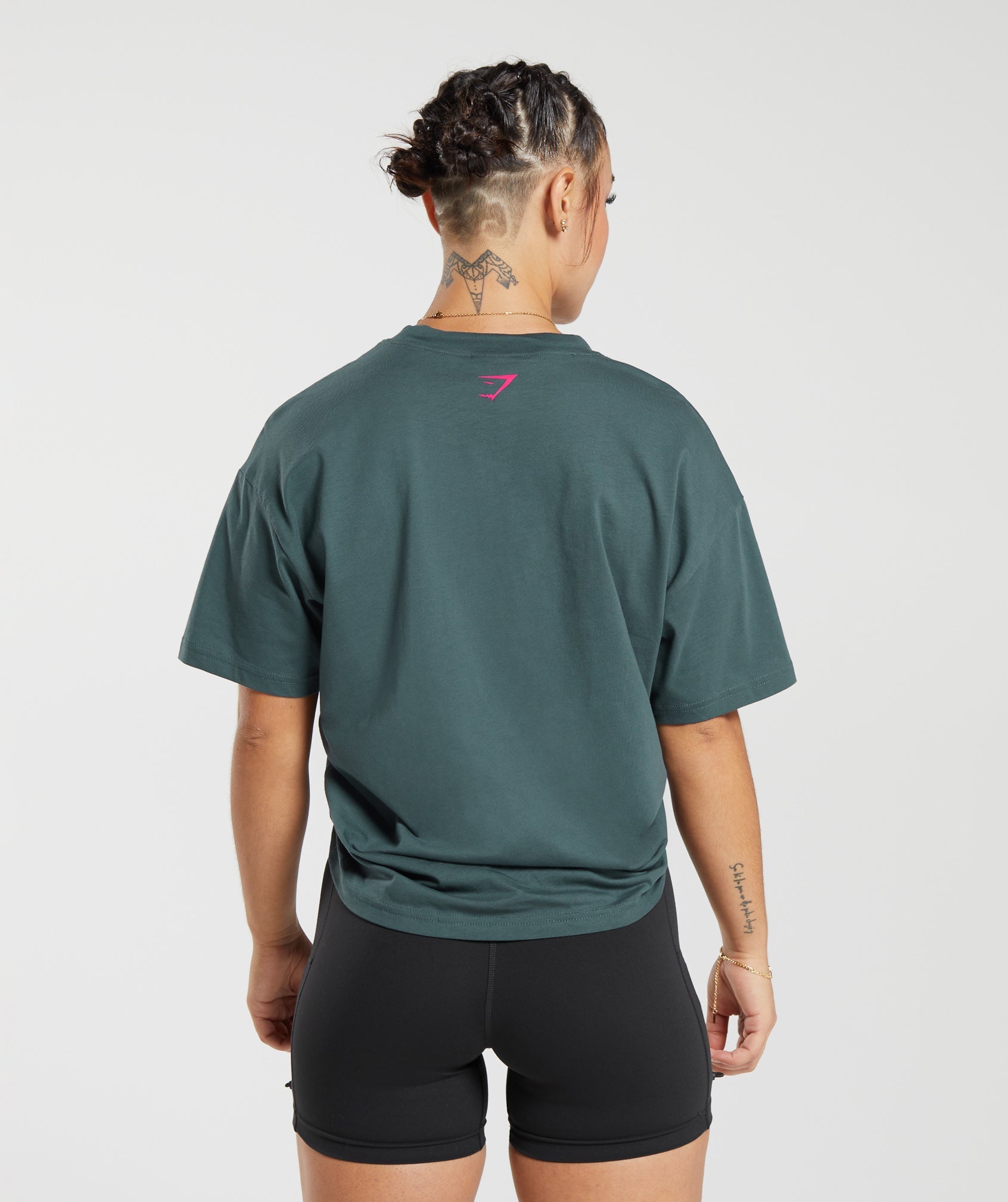 Lifting Graphic Oversized T-Shirt in Smokey Teal - view 2