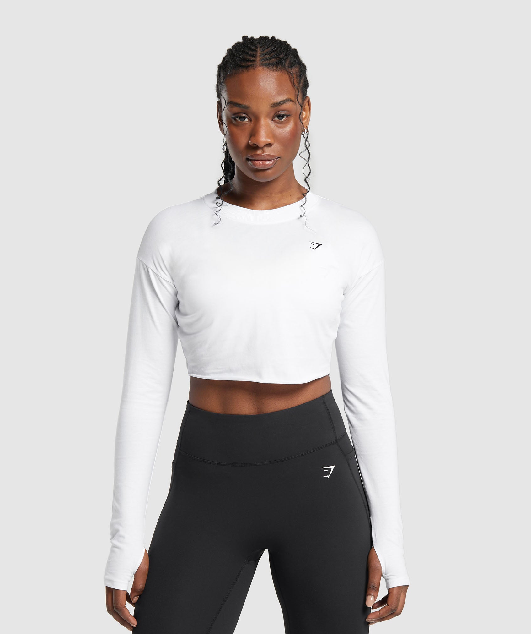 Lifting Long Sleeve Crop Top in White - view 1