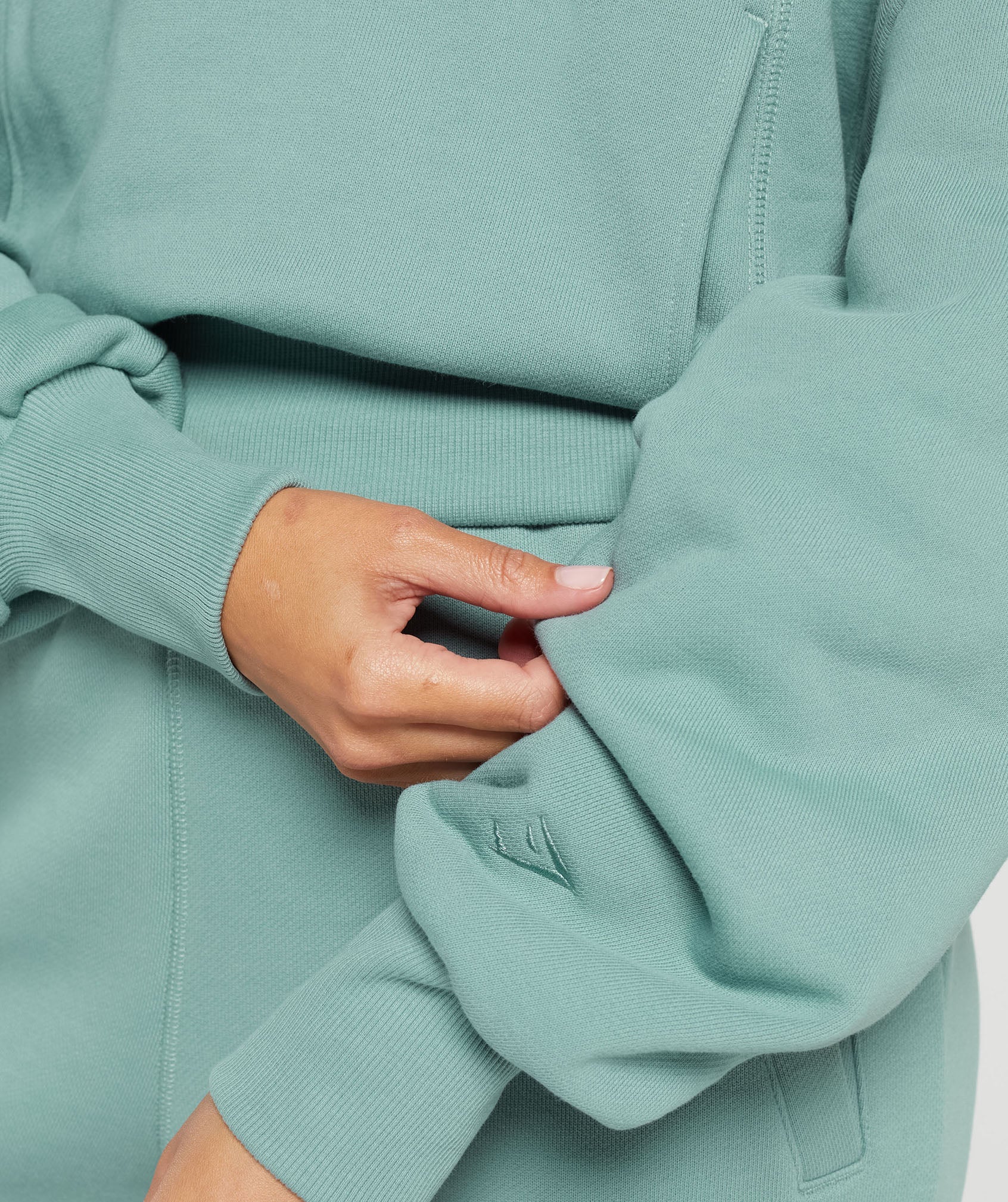 Heavyweight Loopback Sweat Hoodie in Duck Egg Blue - view 6