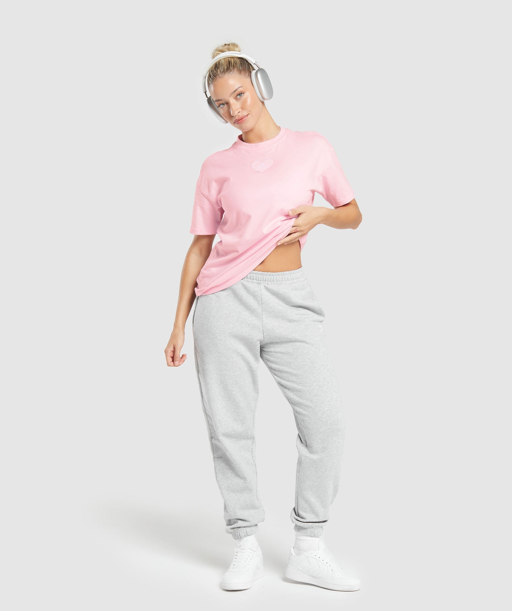Love Hearts Oversized T-Shirt in Dolly Pink - view 4