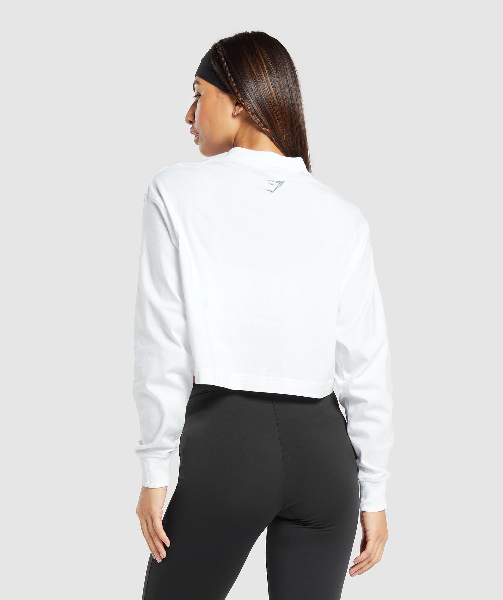 Outline Graphic Oversized Long Sleeve Top in White - view 2