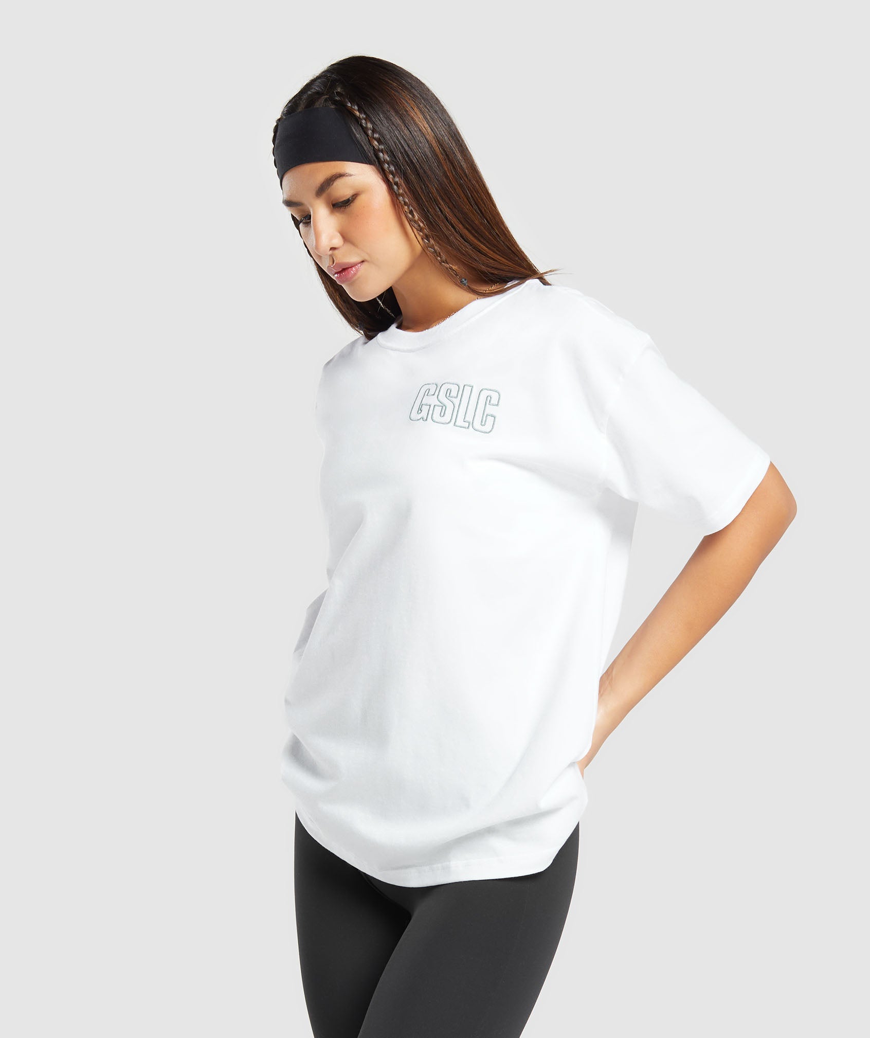 Outline Graphic Oversized T-Shirt in White - view 3