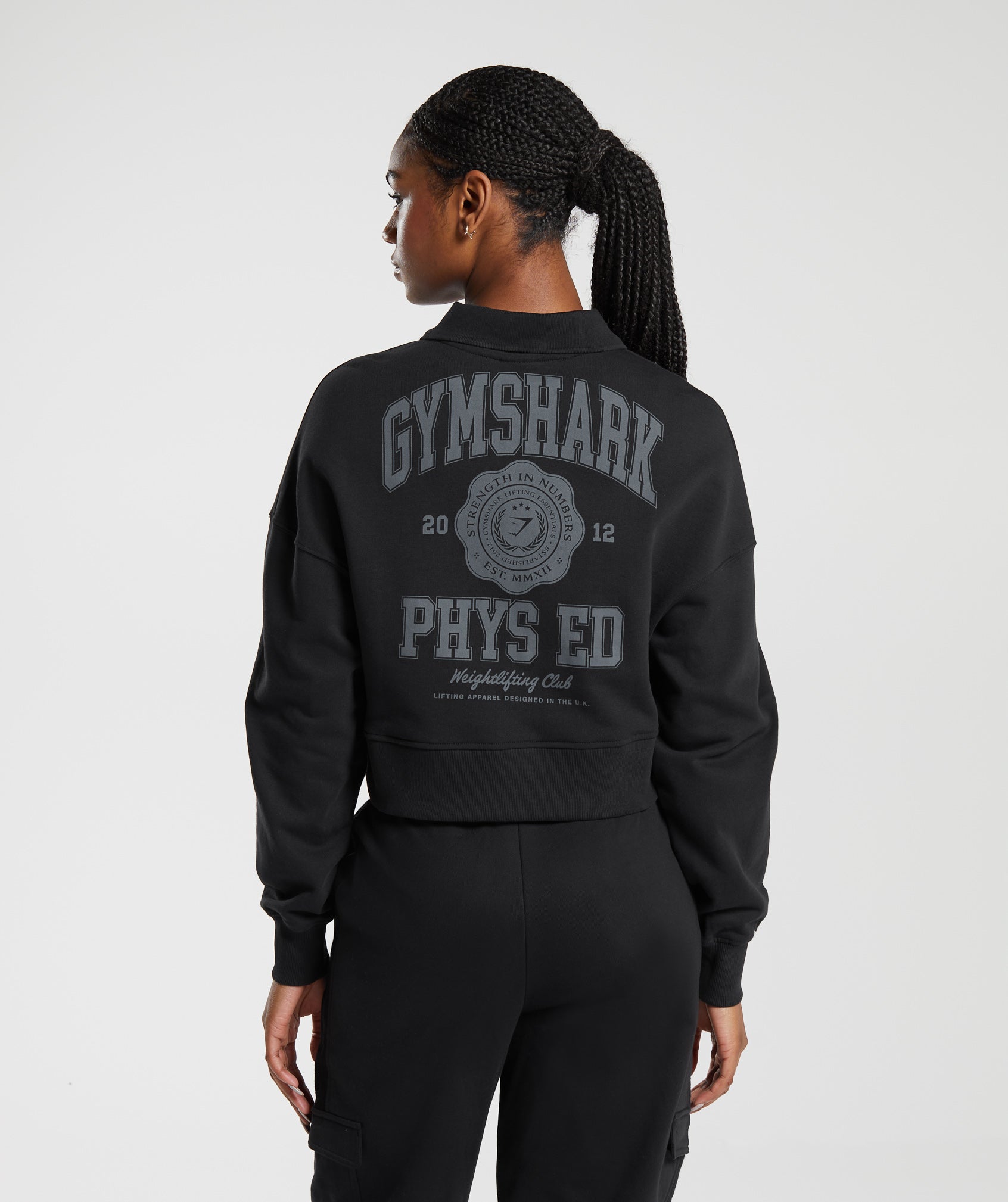 Phys Ed Graphic 1/4 Zip in Black