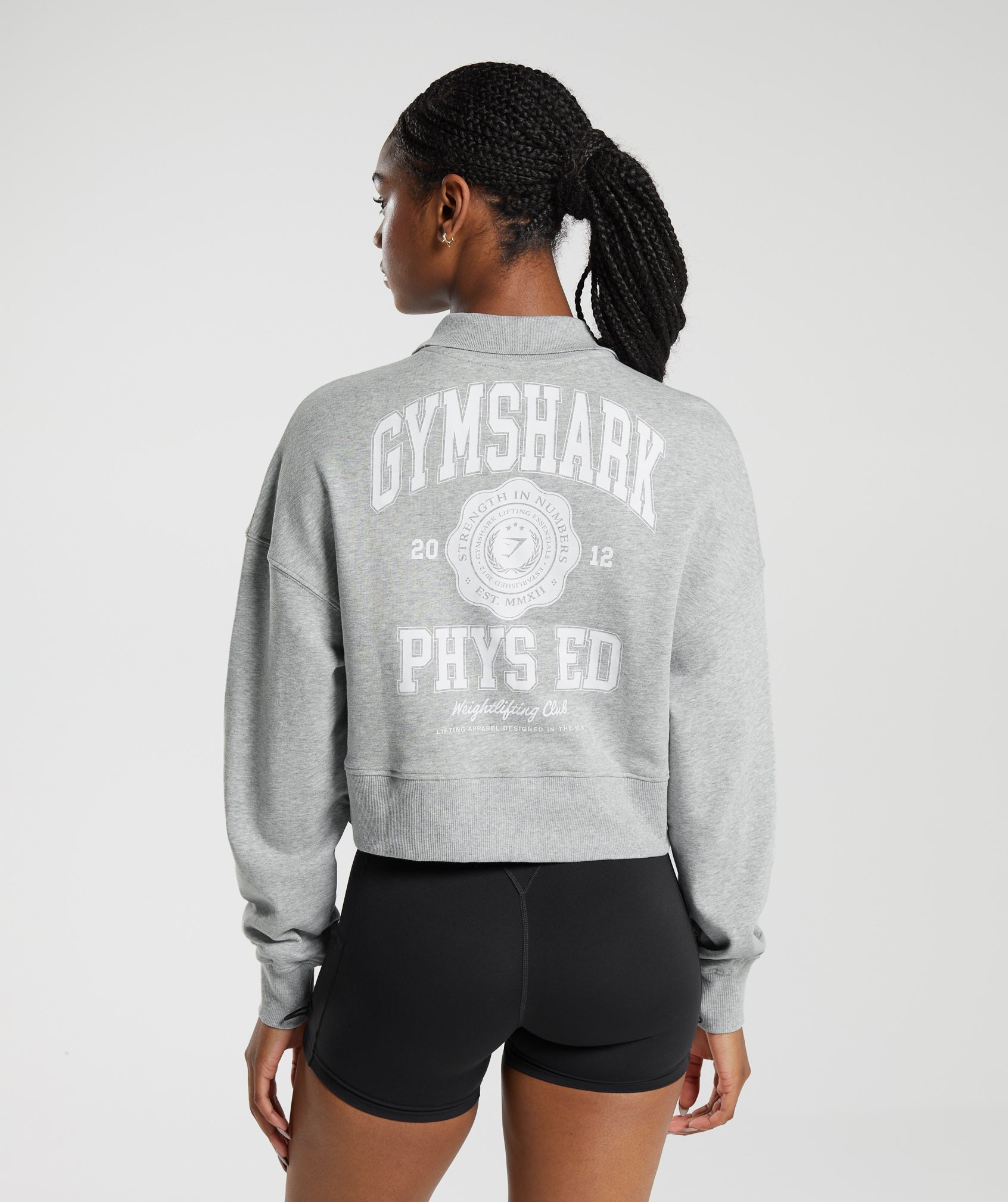 Phys Ed Graphic 1/4 Zip in Light Grey Core Marl