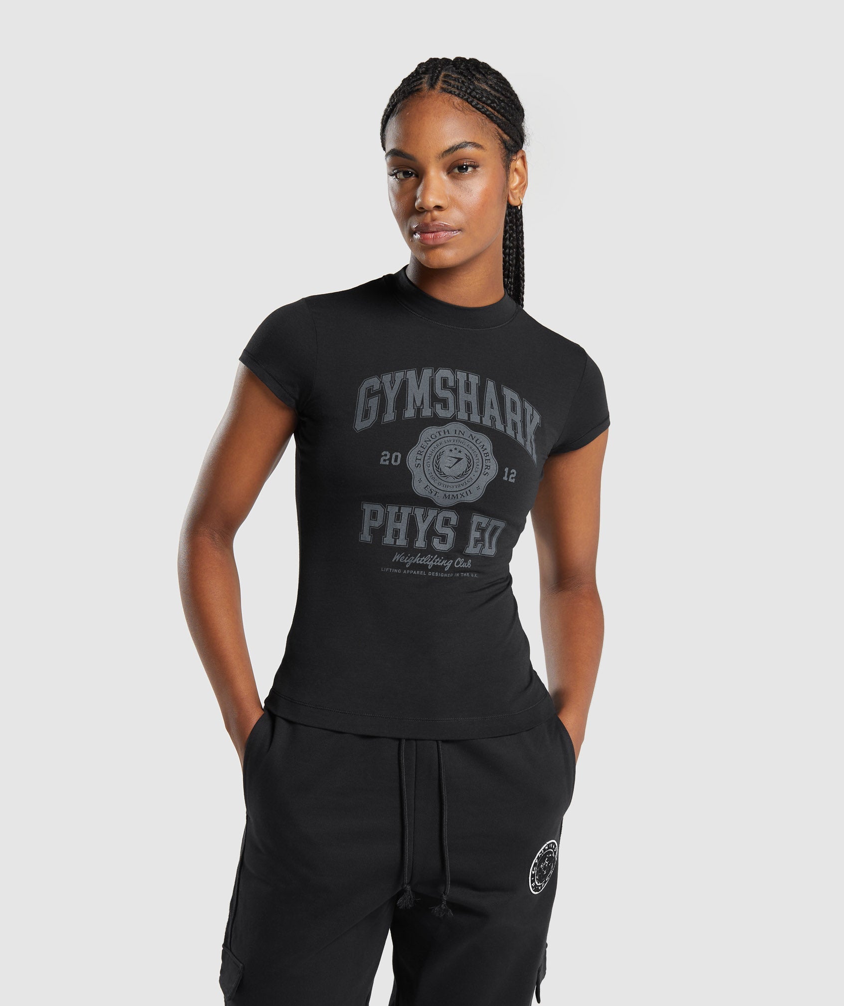 Phys Ed Graphic Body Fit T-Shirt in Black