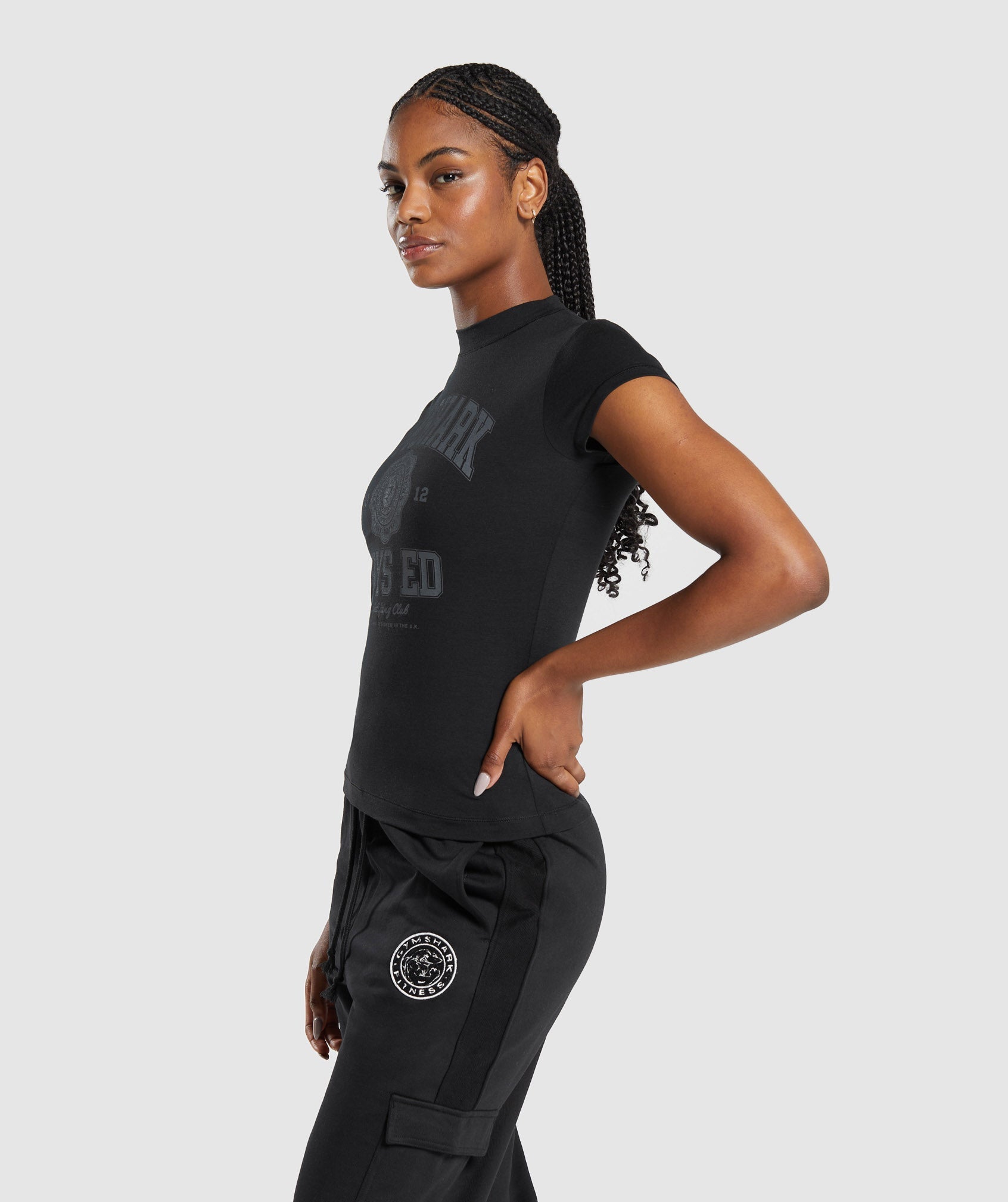 Phys Ed Graphic Body Fit T-Shirt in Black - view 4