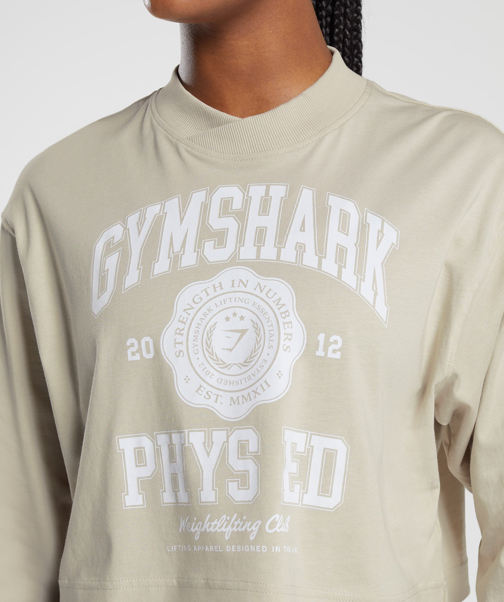 Phys Ed Graphic Long Sleeve T-Shirt in Pebble Grey - view 5