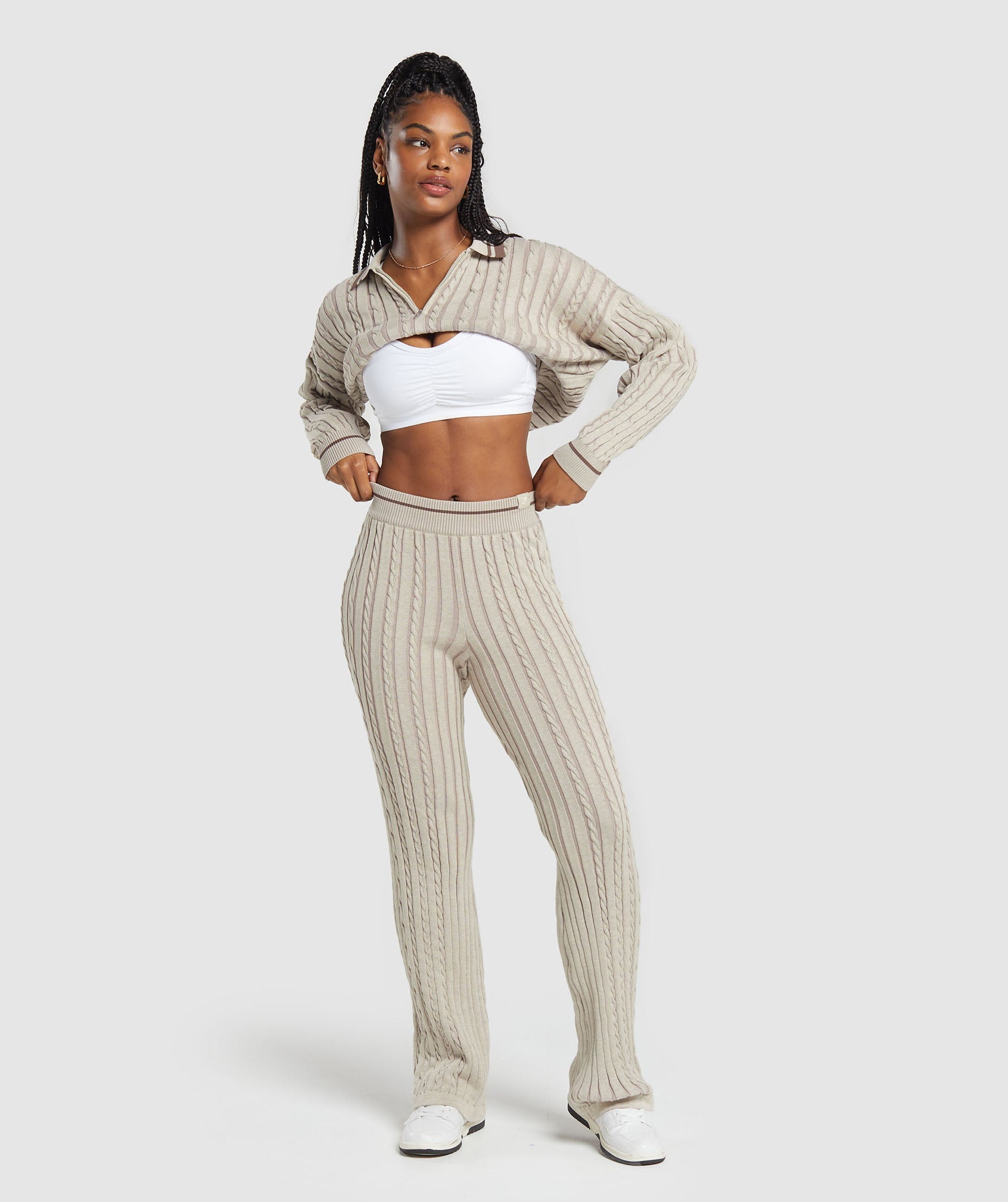 Rest Day Cable Knit Pants in Brown - view 4