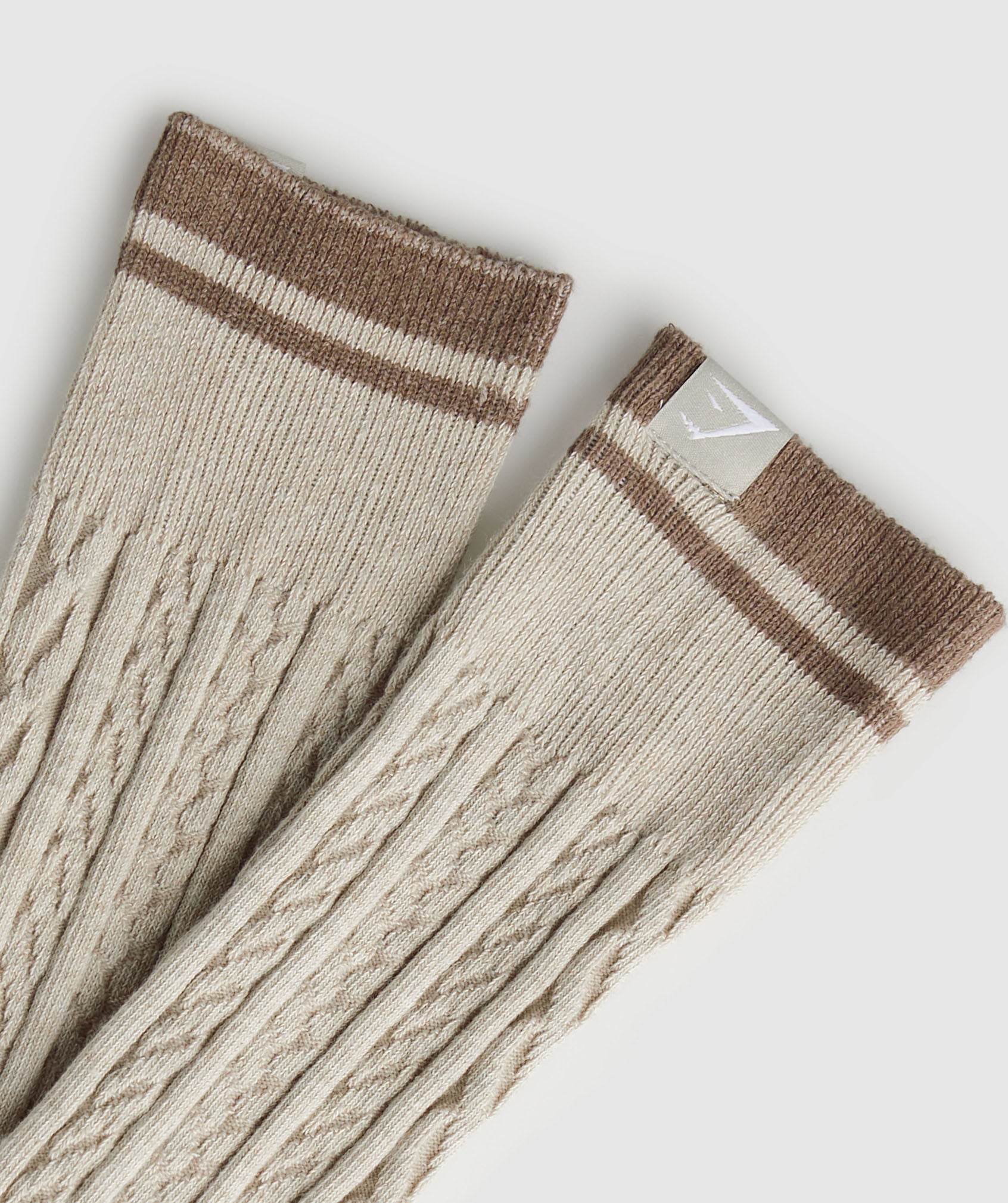 Rest Day Cable Socks in Stone Brown - view 2