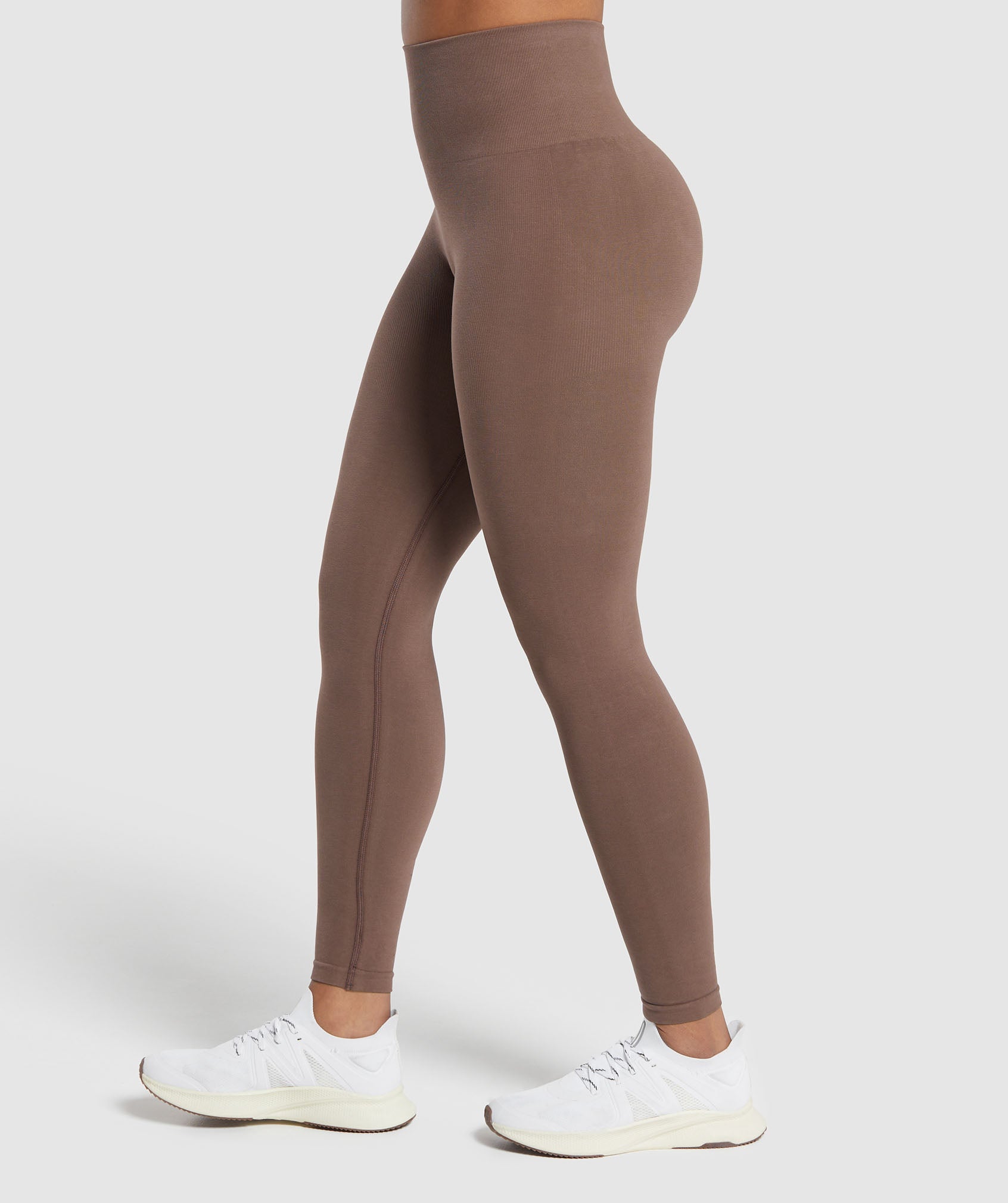 Cotton Seamless Leggings in Soft Brown - view 3