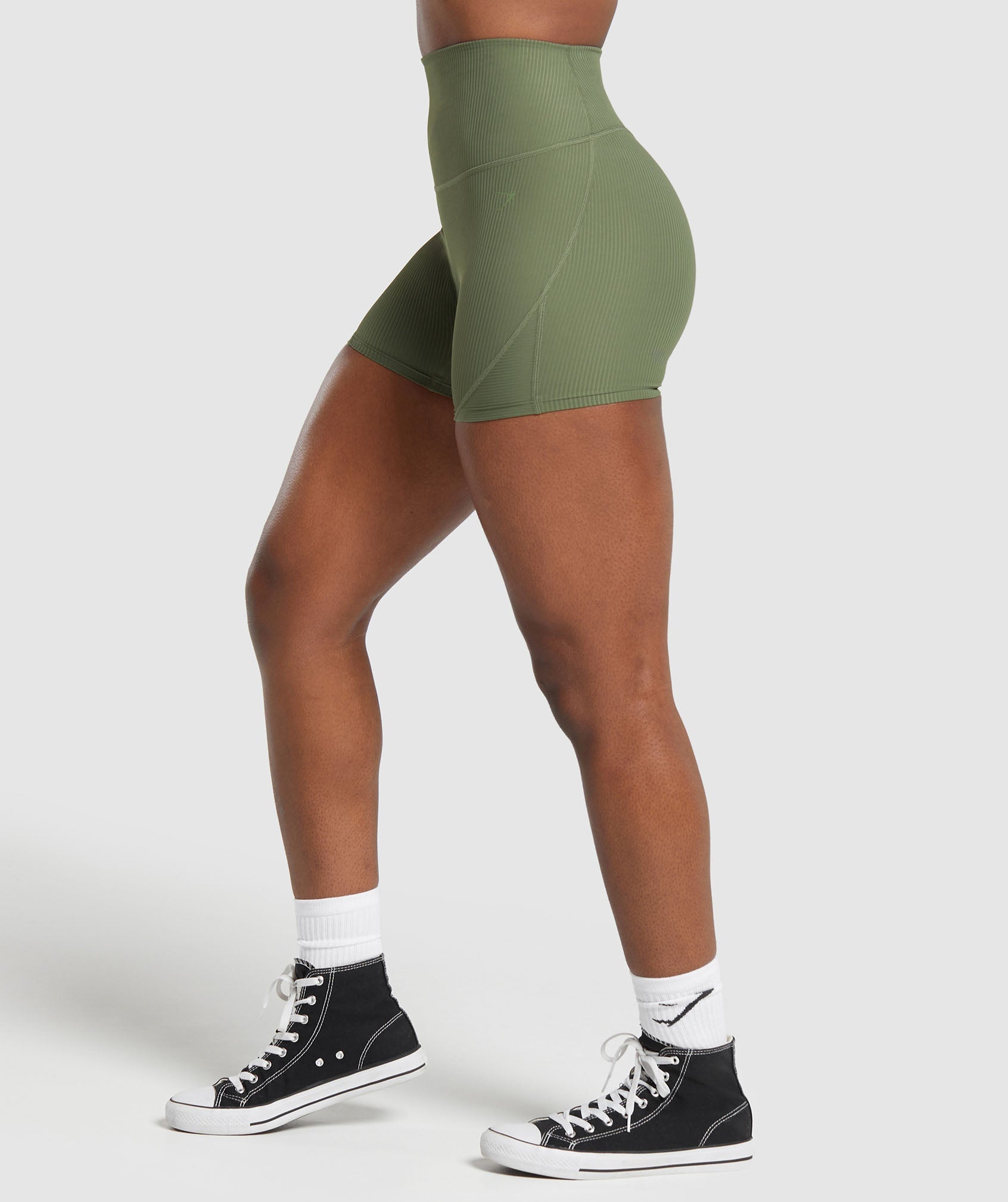 Ribbed Shorts in Core Olive - view 4