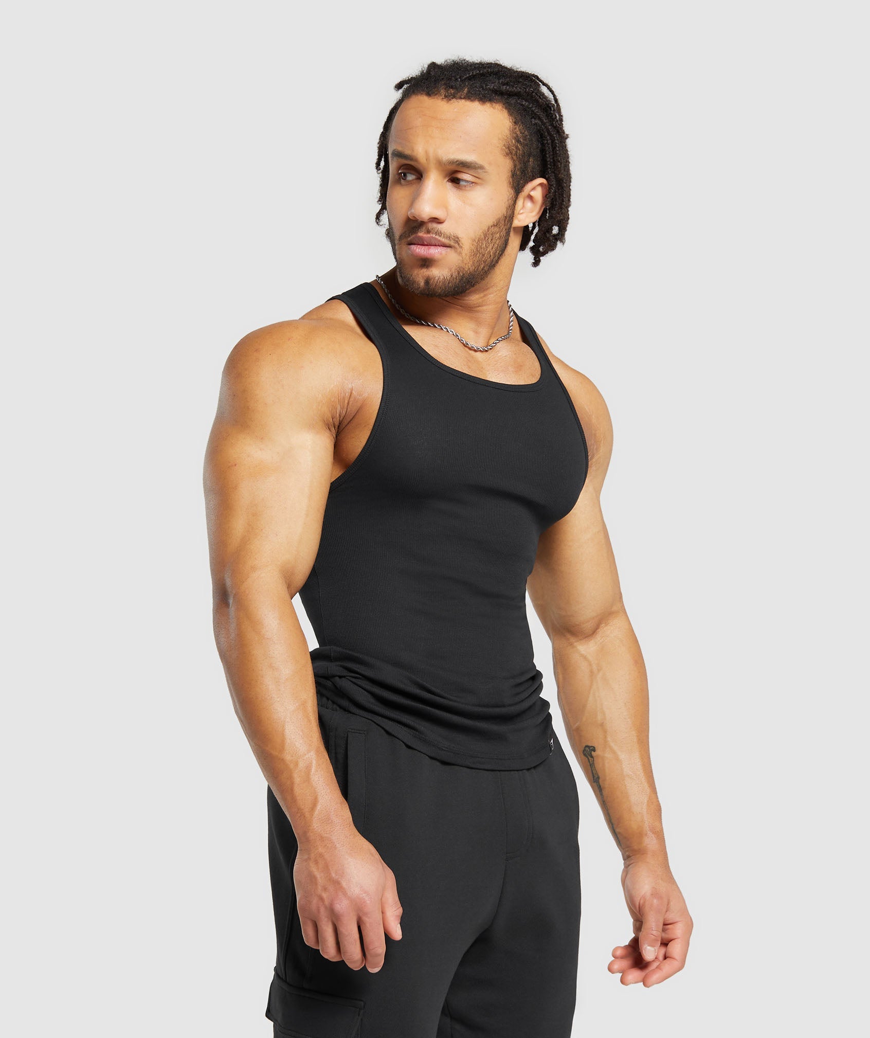 Ribbed Tank 3 Pack in Black - view 3