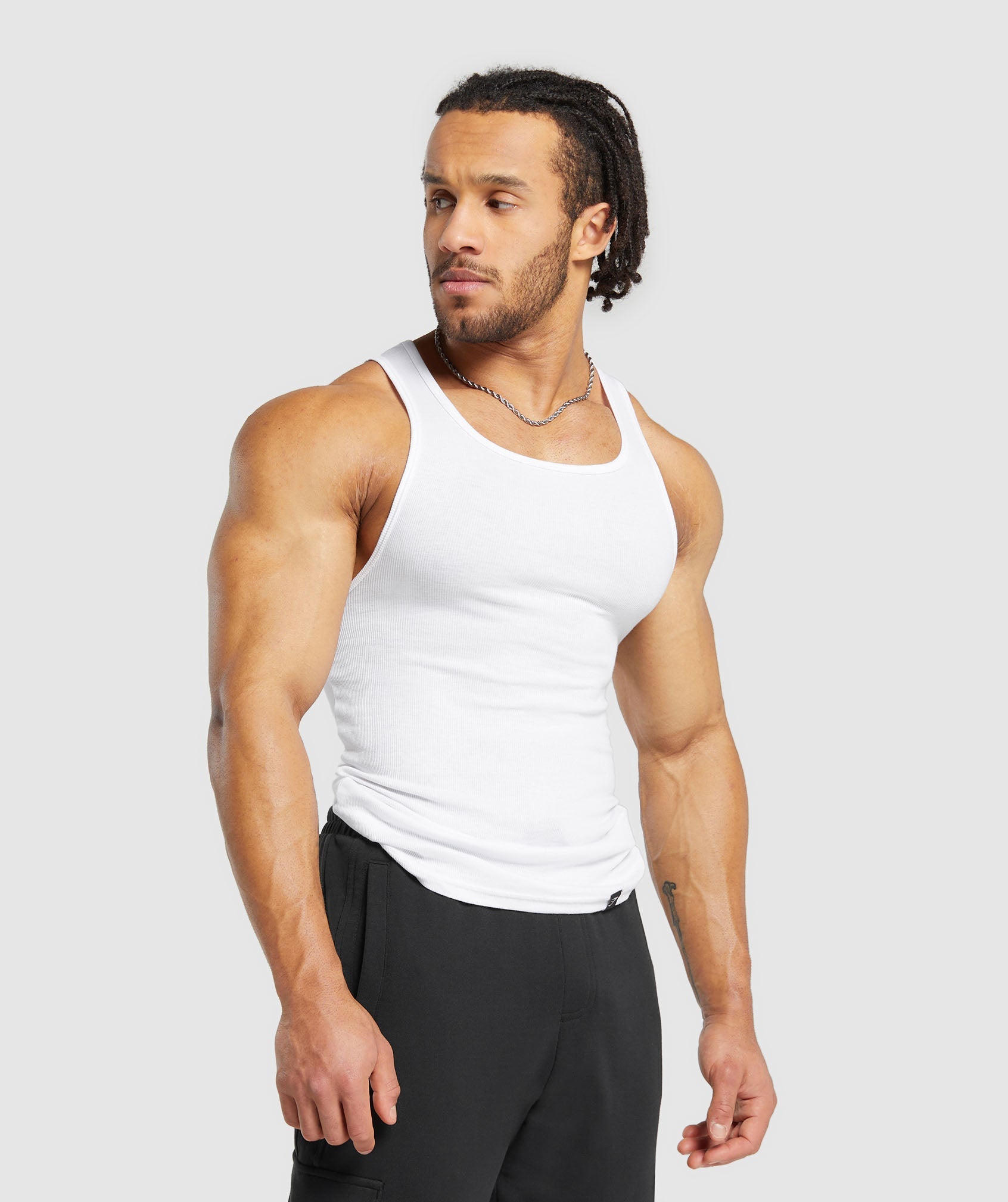 Ribbed Tank 3 Pack in White - view 3