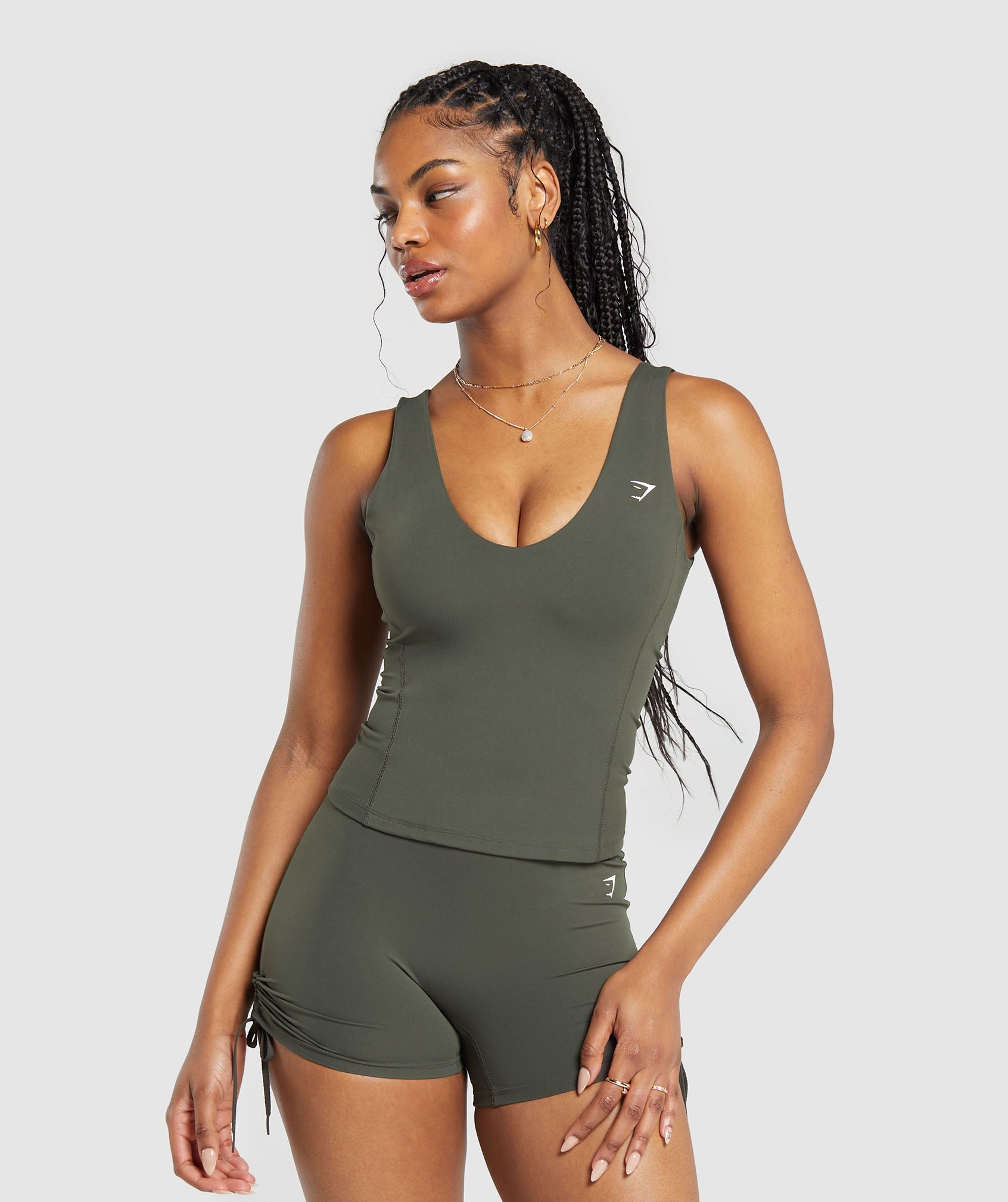 Ruche Tank in Strength Green