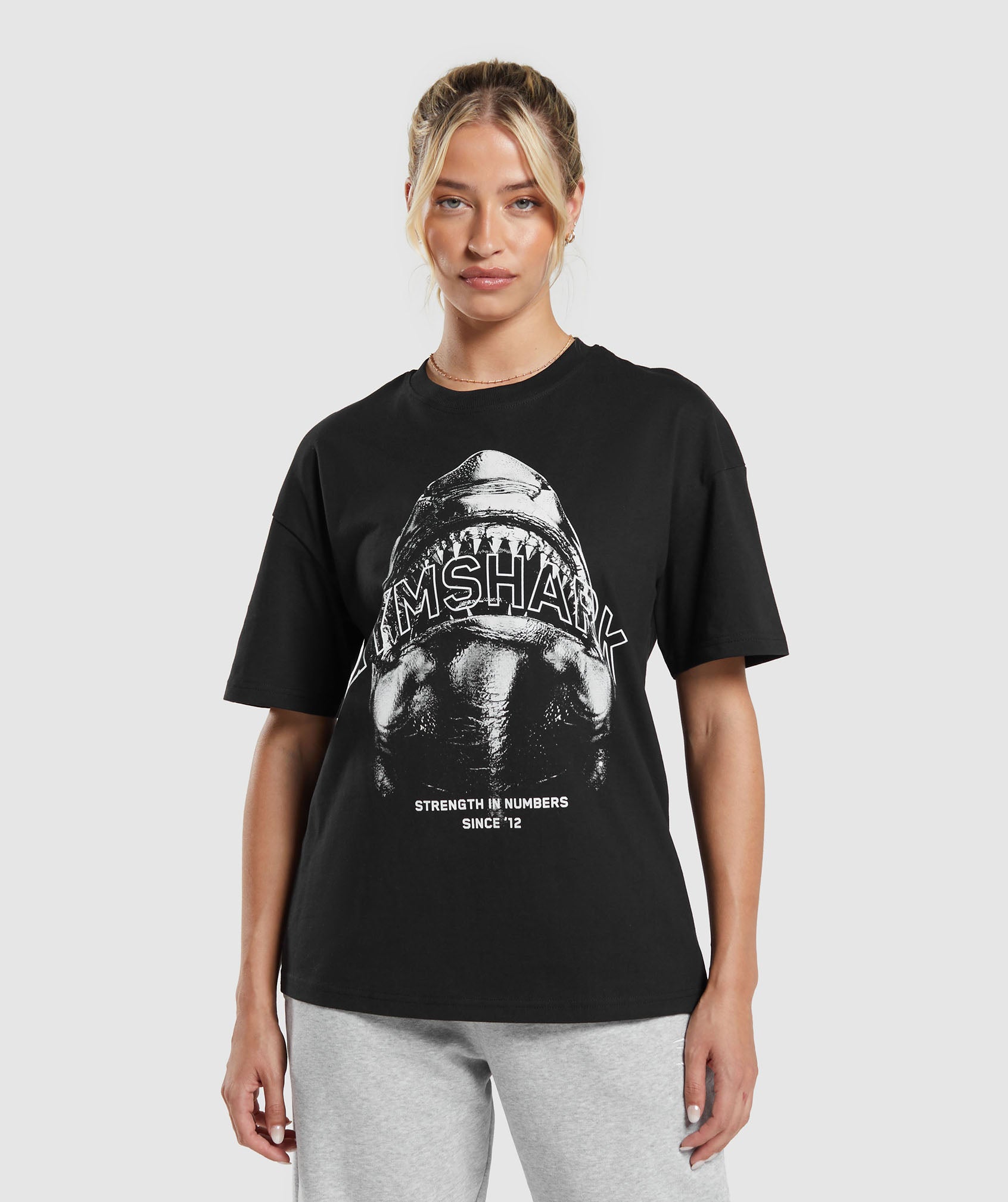 Shark Attack Oversized T-Shirt in Black