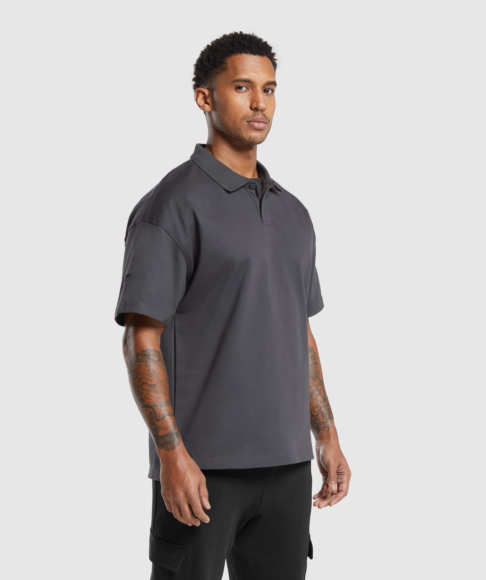 Short Sleeve Polo in Onyx Grey - view 3