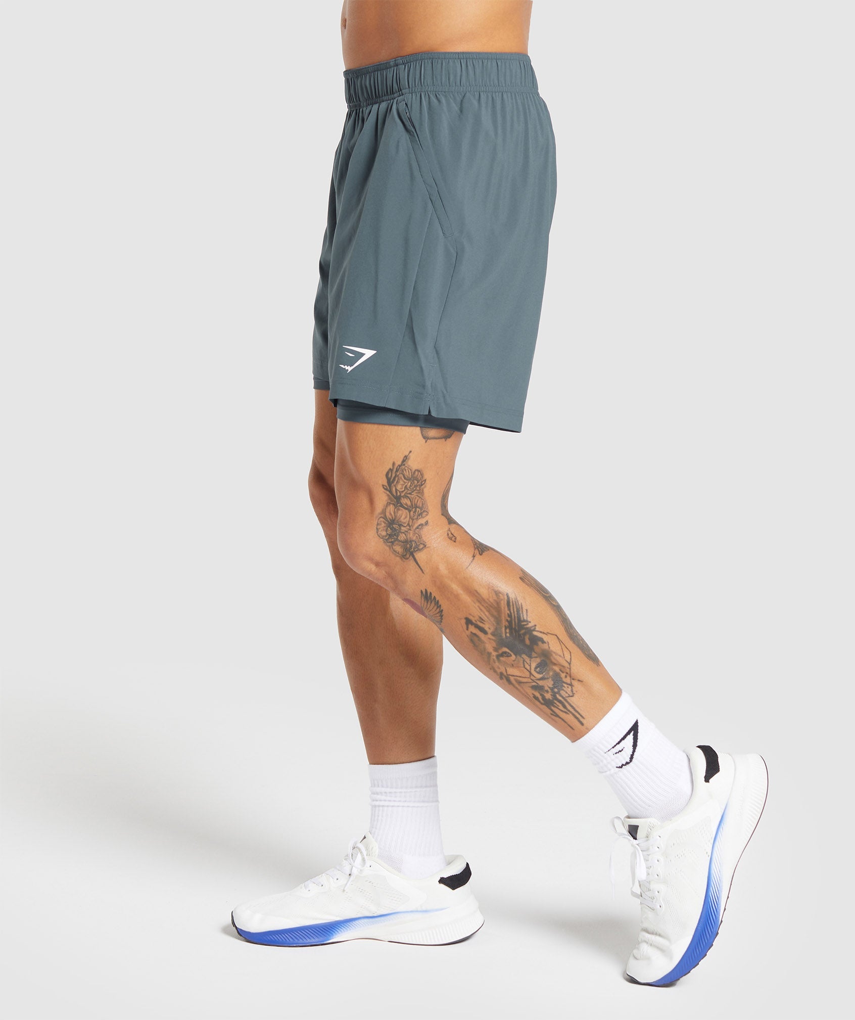 Sport 7" 2 in 1 Shorts in Titanium Blue - view 3