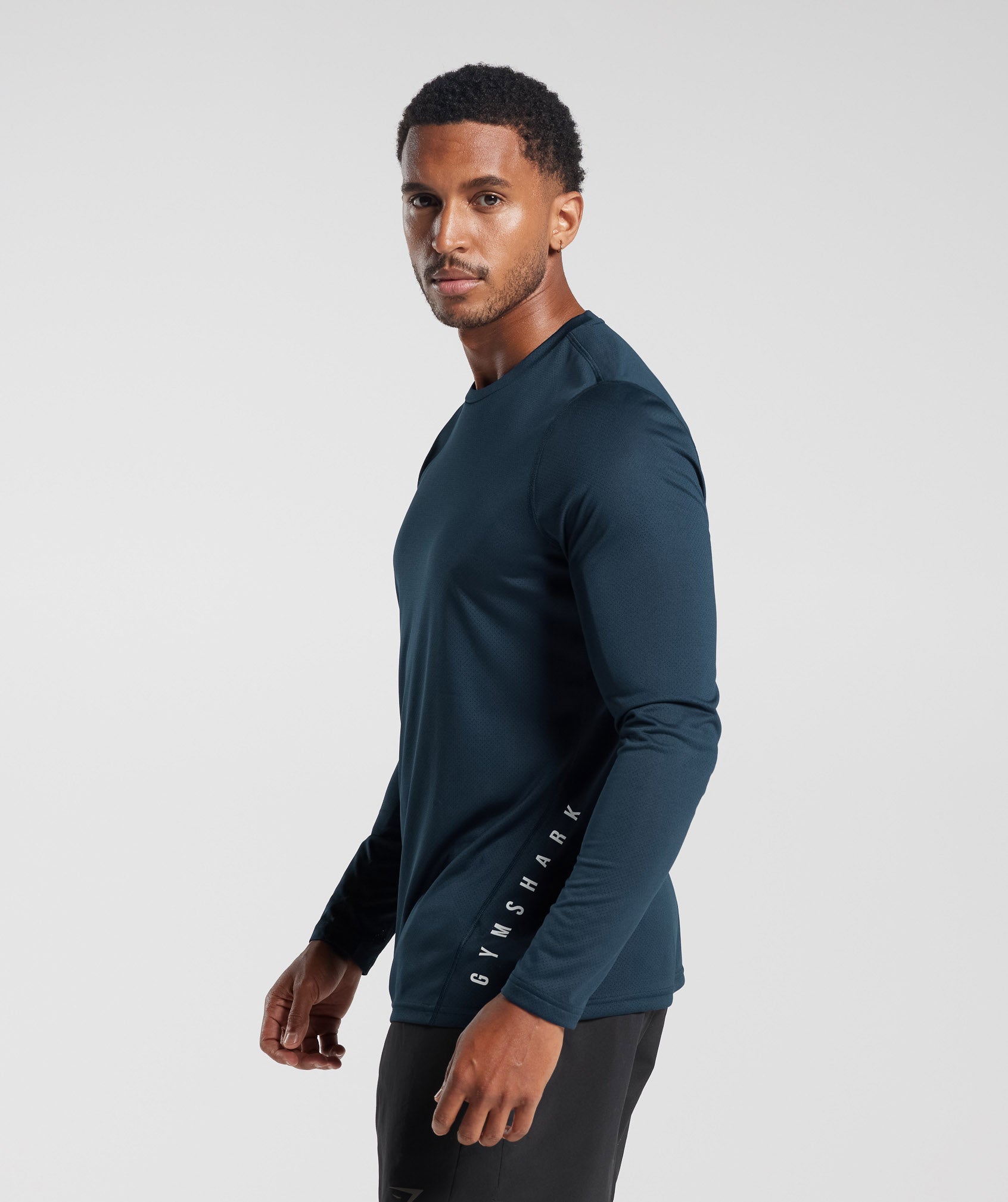 Sport Long Sleeve T-Shirt in Navy/Black Marl - view 3