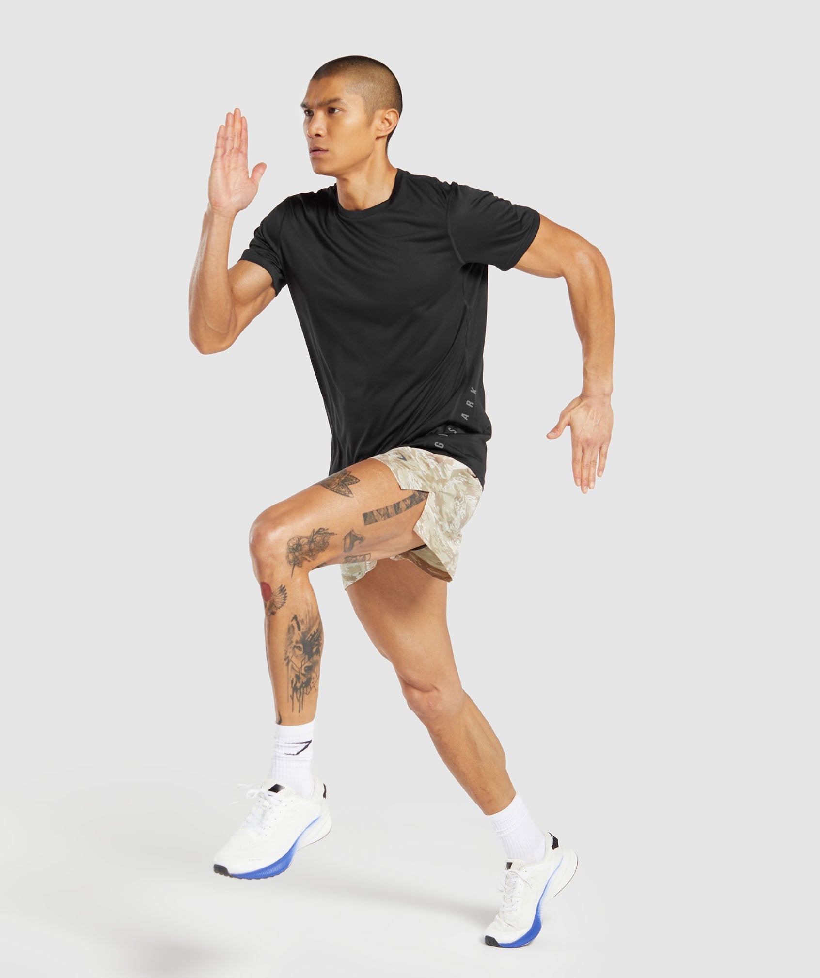 Sport Printed Run 3" Shorts in Ecru White - view 4