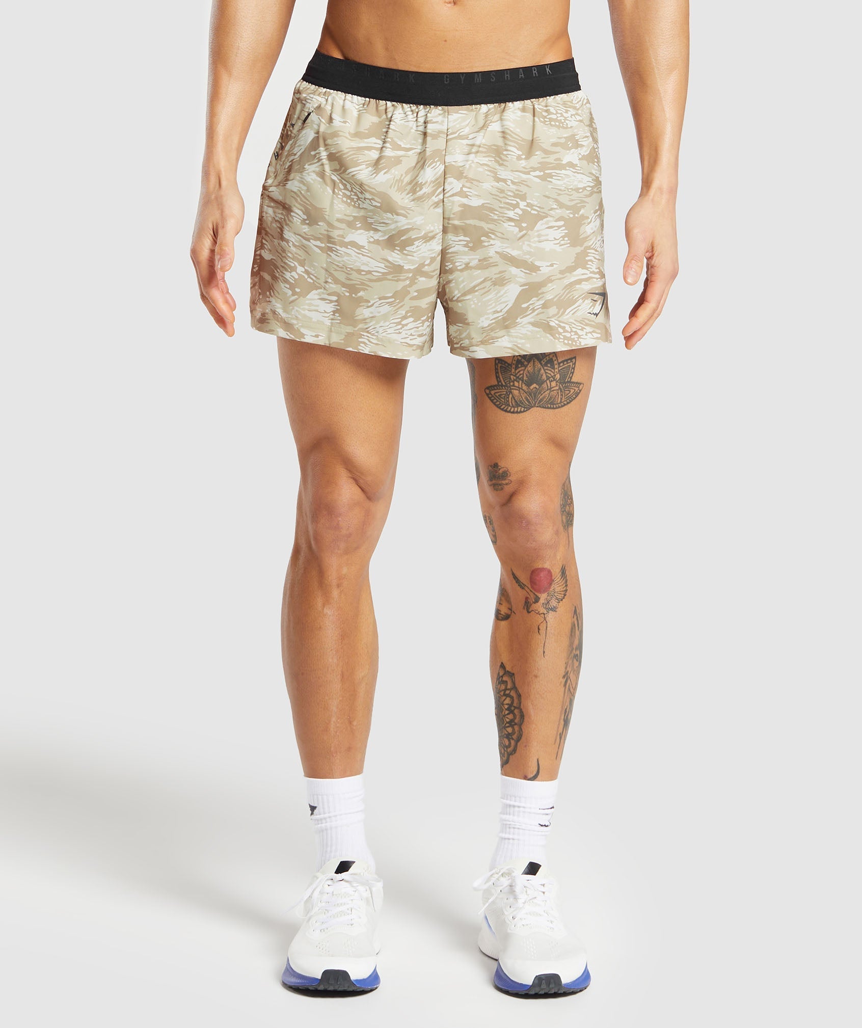 Sport Printed Run 3" Shorts in Ecru White - view 1