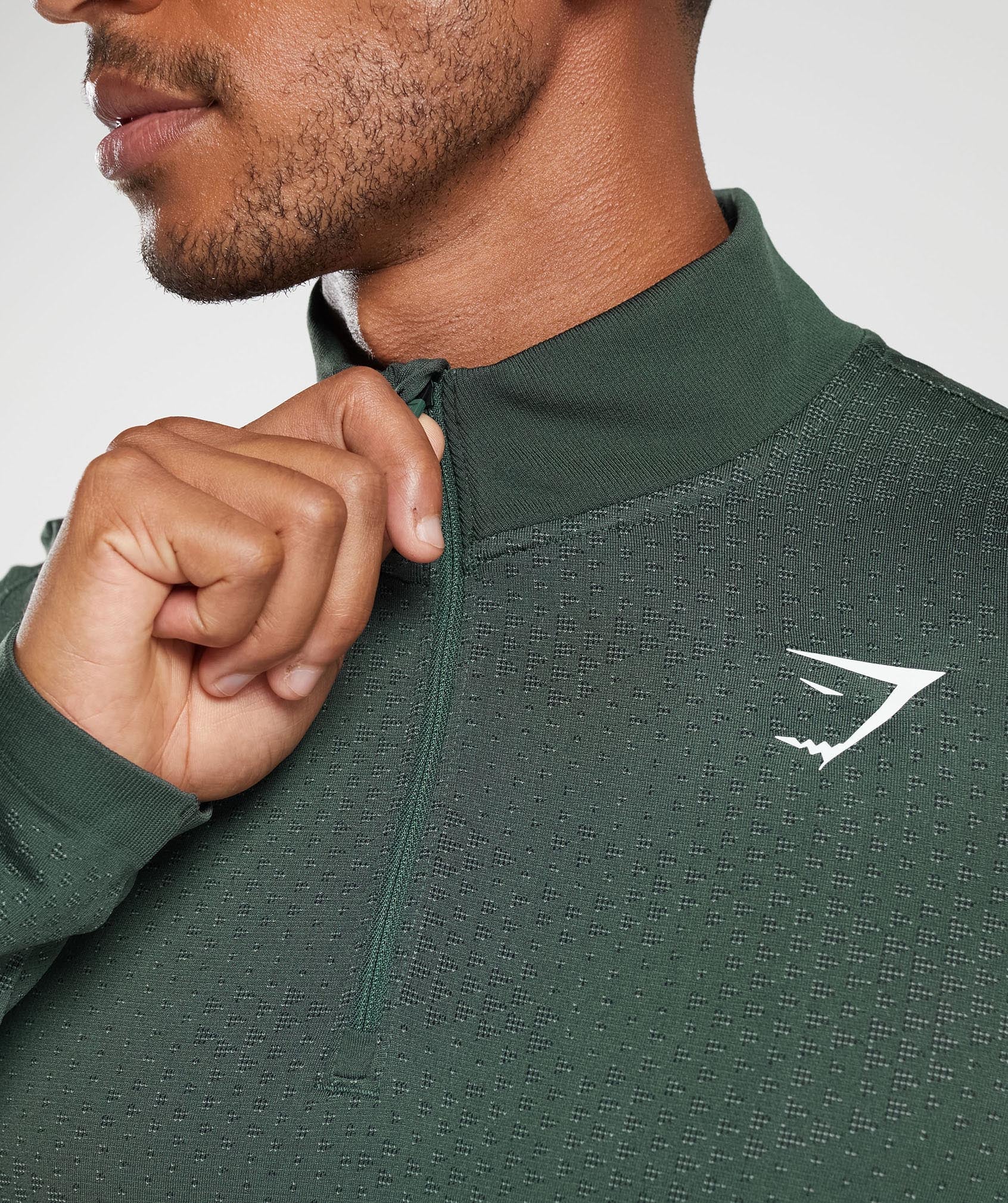 Sport Seamless 1/4 Zip in Fog Green/Black - view 6