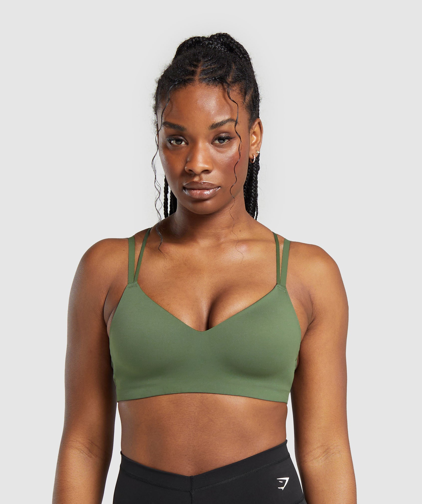 Strappy Back Light Support Sports Bra in Core Olive - view 2