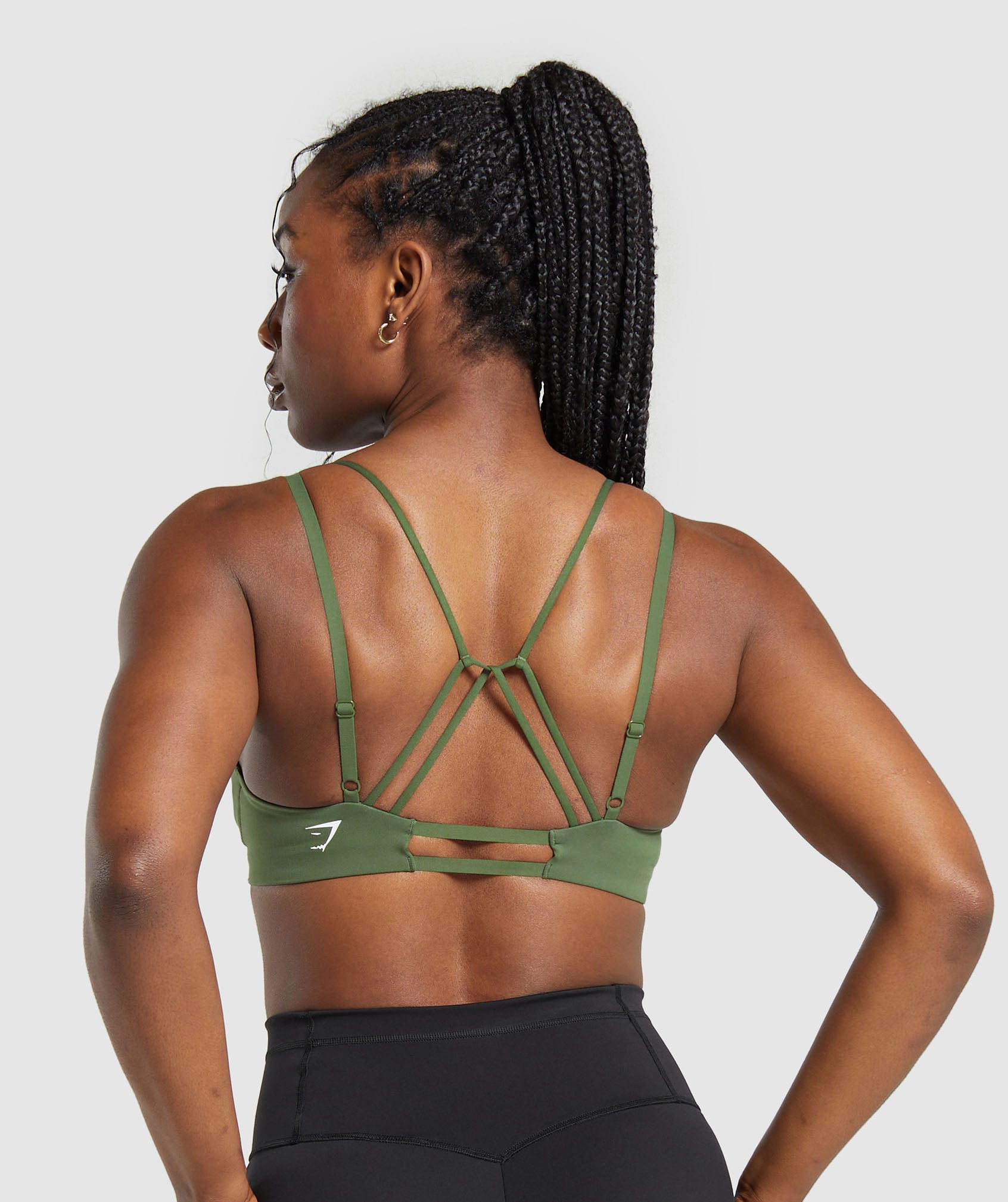 Strappy Back Light Support Sports Bra in Core Olive